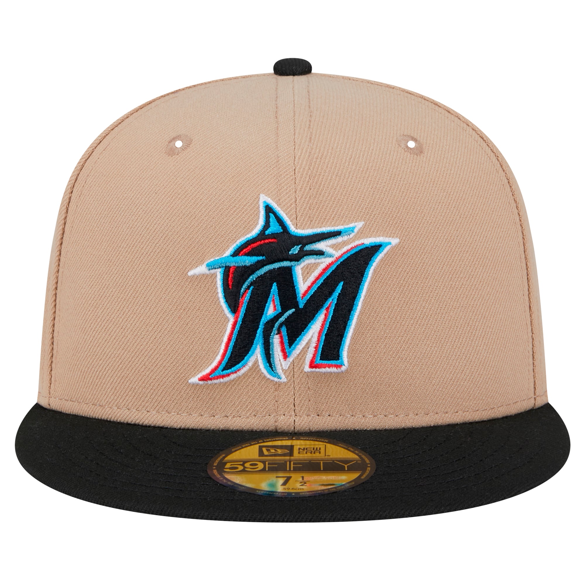 Casquette ajustée 59FIFTY Miami Marlins de New Era pour homme en kaki