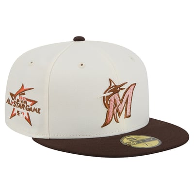 Miami Marlins New Era Pumpkin Spice 59FIFTY Fitted Hat - Natural/Brown