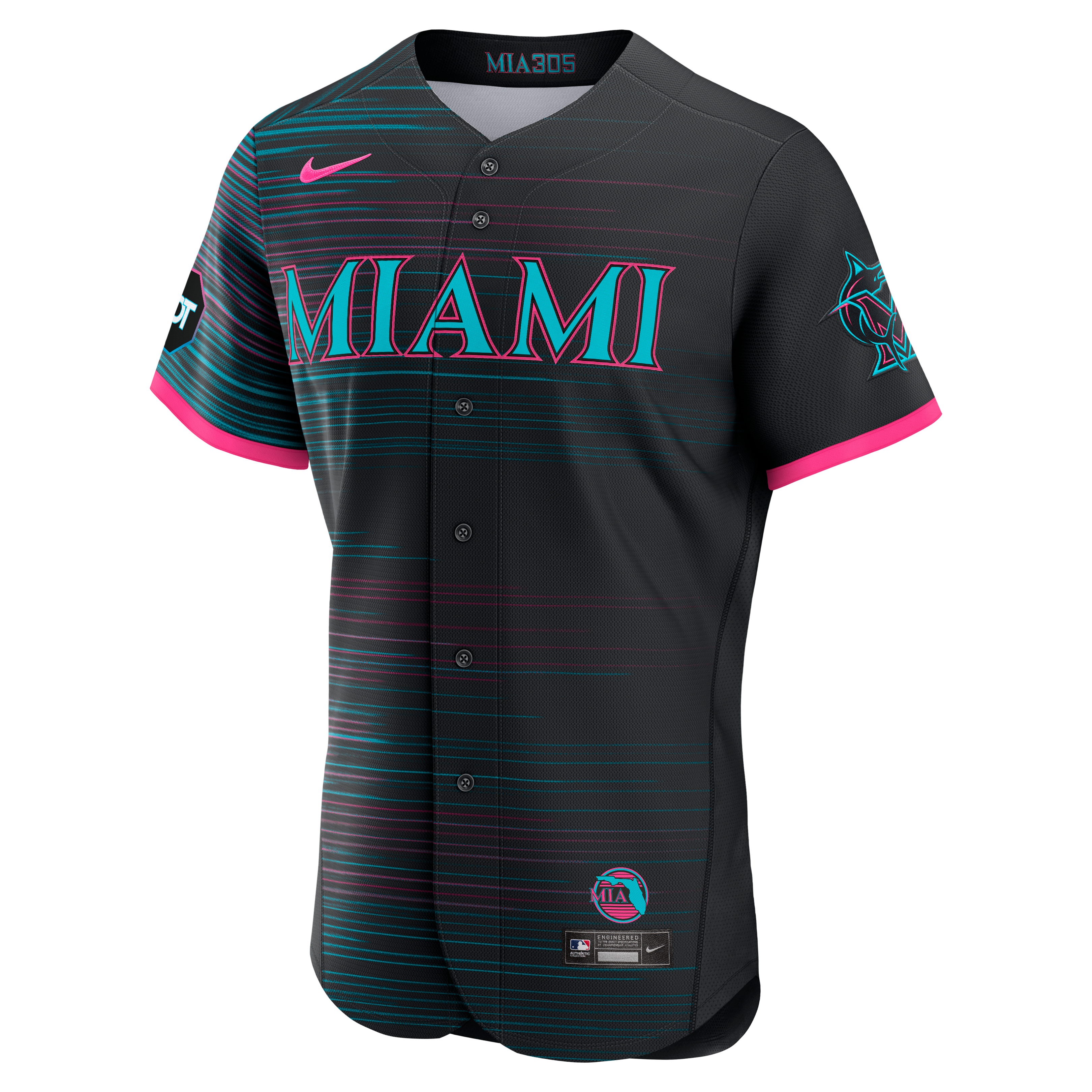 Men's Nike Black Miami Marlins City Connect Authentic Sponsor Patch Jersey