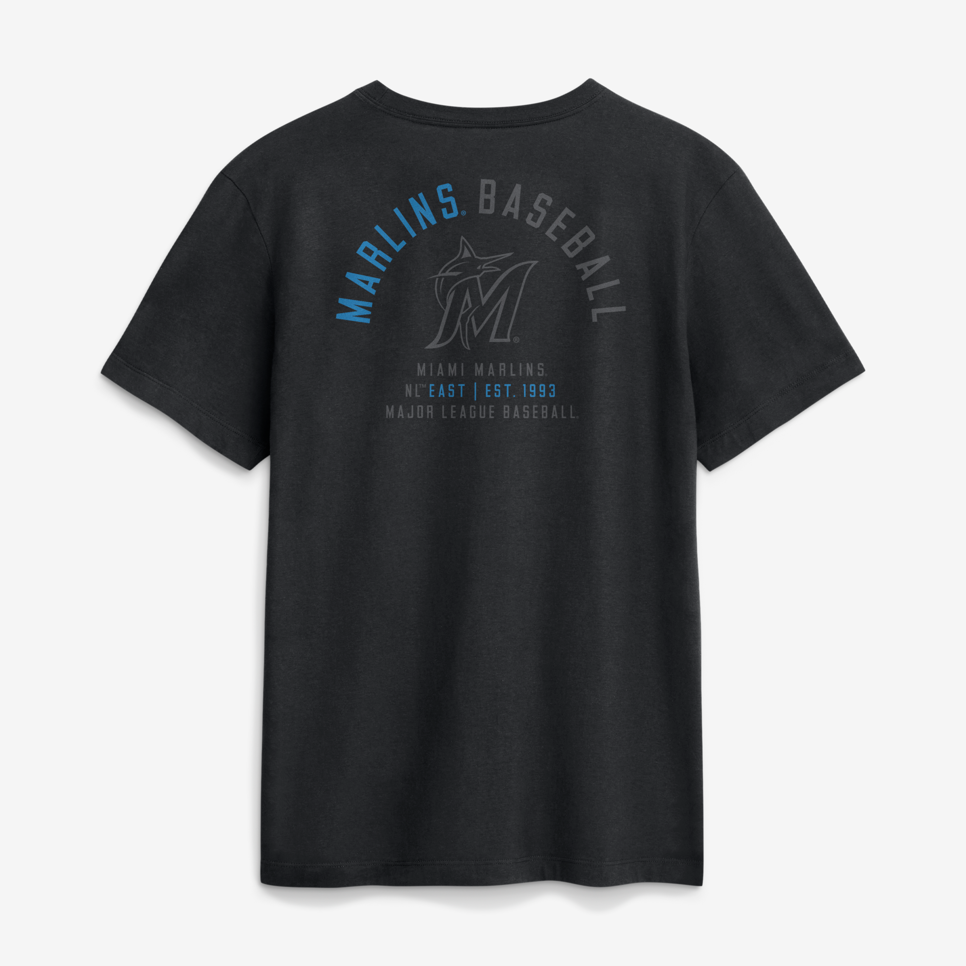 T-shirt Nike noir pour homme Miami Marlins avec logo divisé