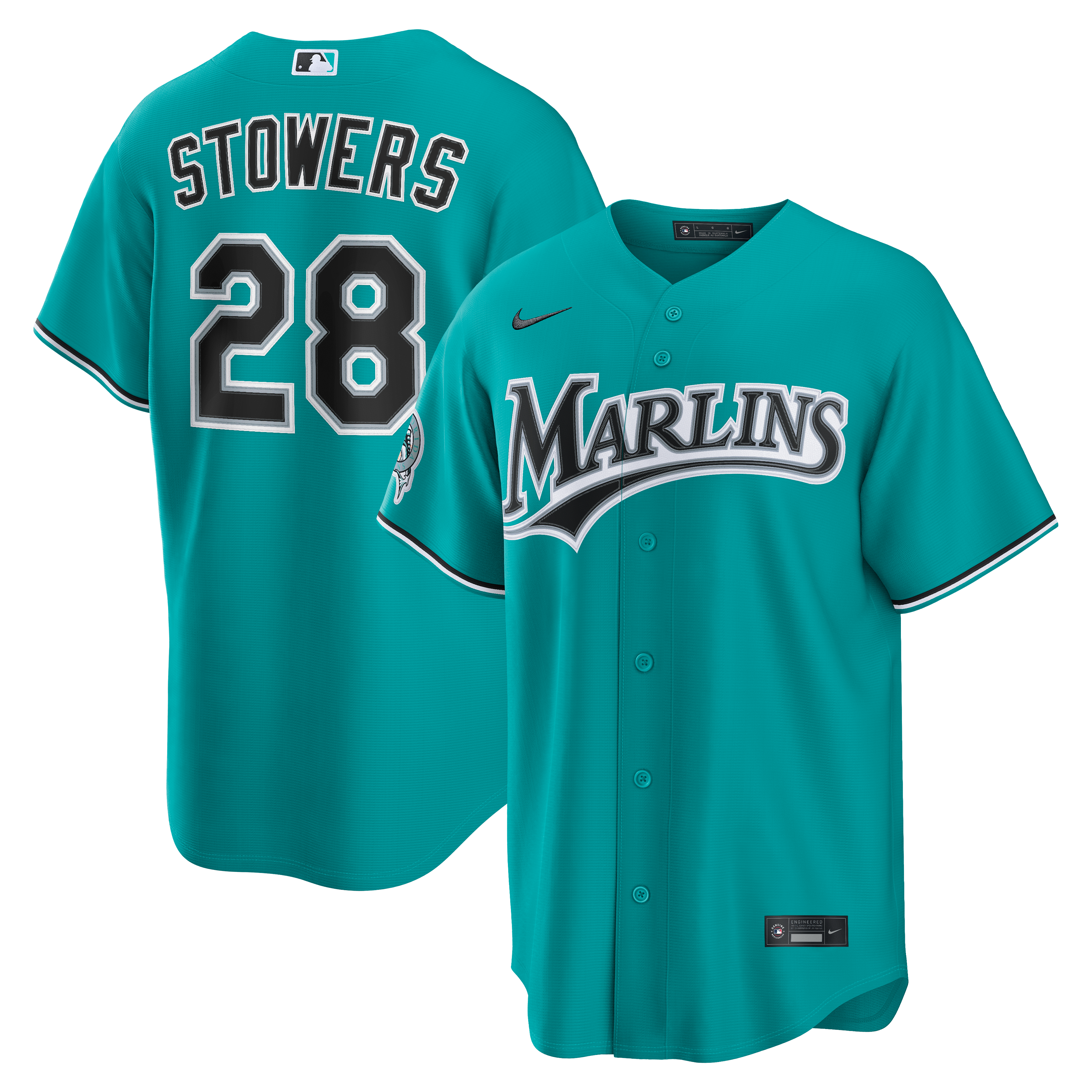 Maillot alternatif Nike Kyle Stowers bleu sarcelle des Miami Marlins pour homme