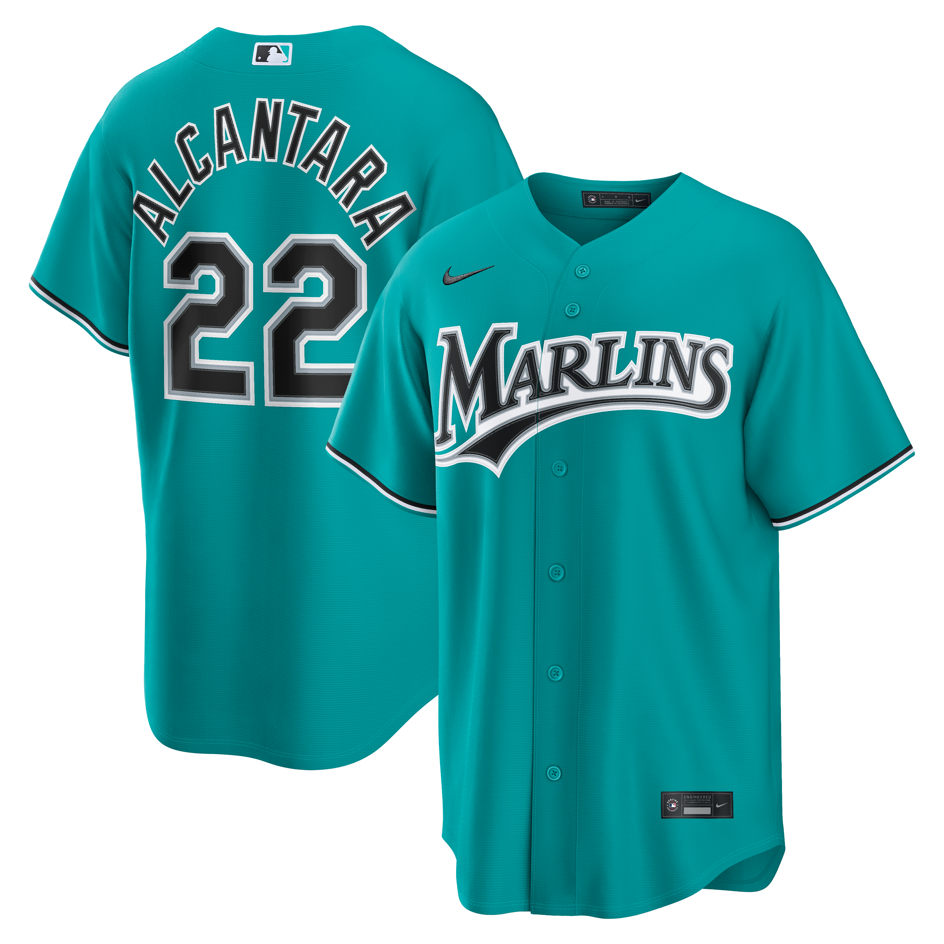 Maillot réplique alternatif Nike Sandy Alcantara Teal Miami Marlins pour homme