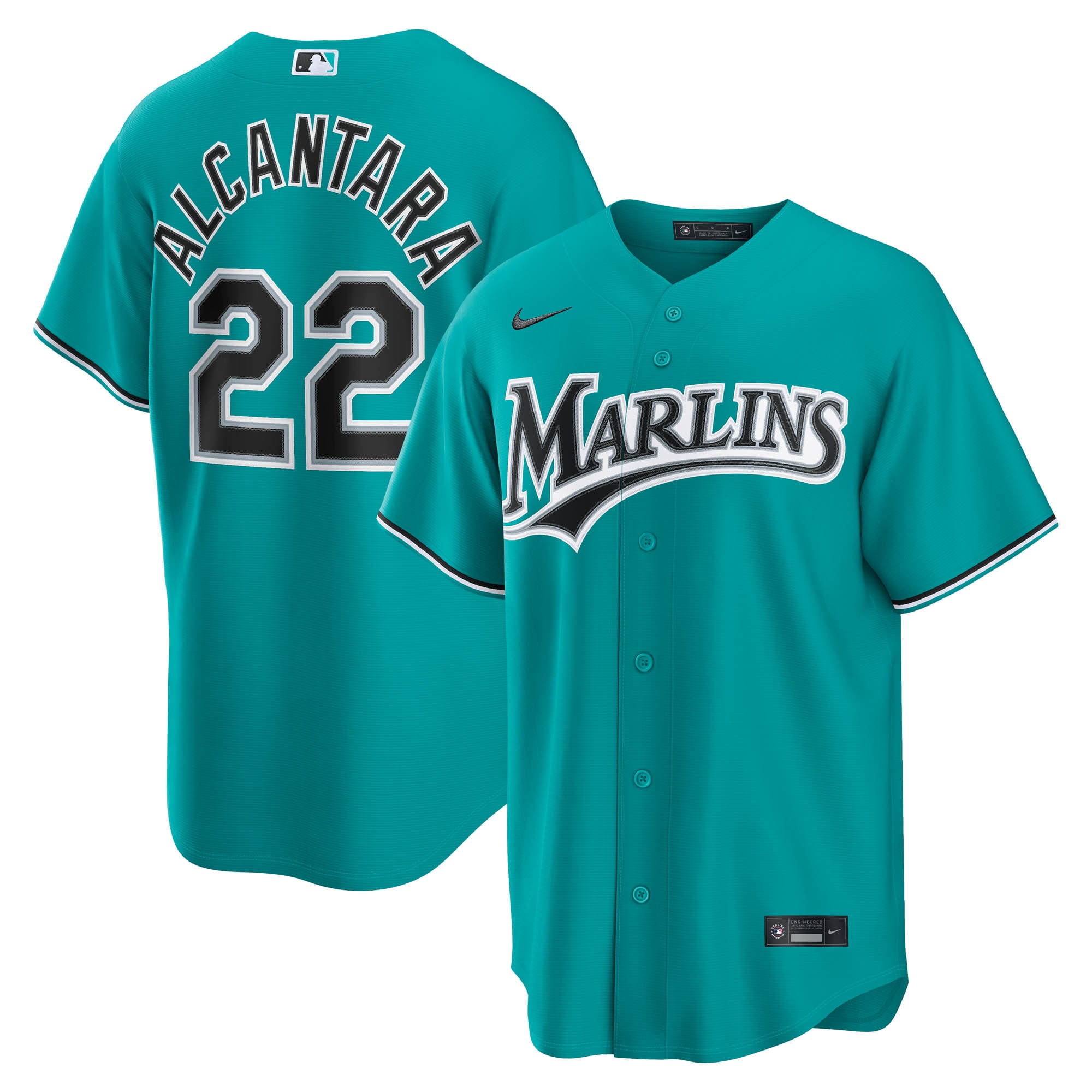 Maillot réplique alternatif Nike Sandy Alcantara Teal Miami Marlins pour homme