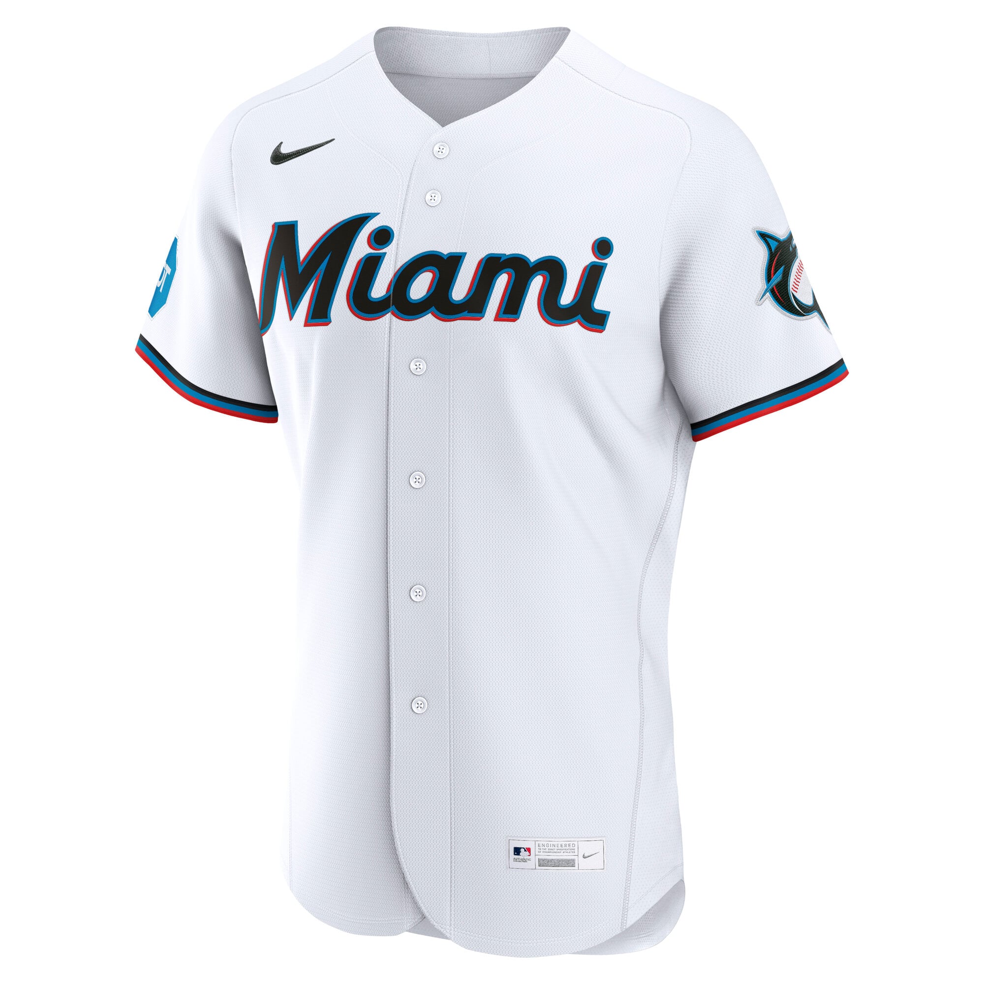 Men's Nike White Miami Marlins Home Sponsor Patch Authentic Jersey