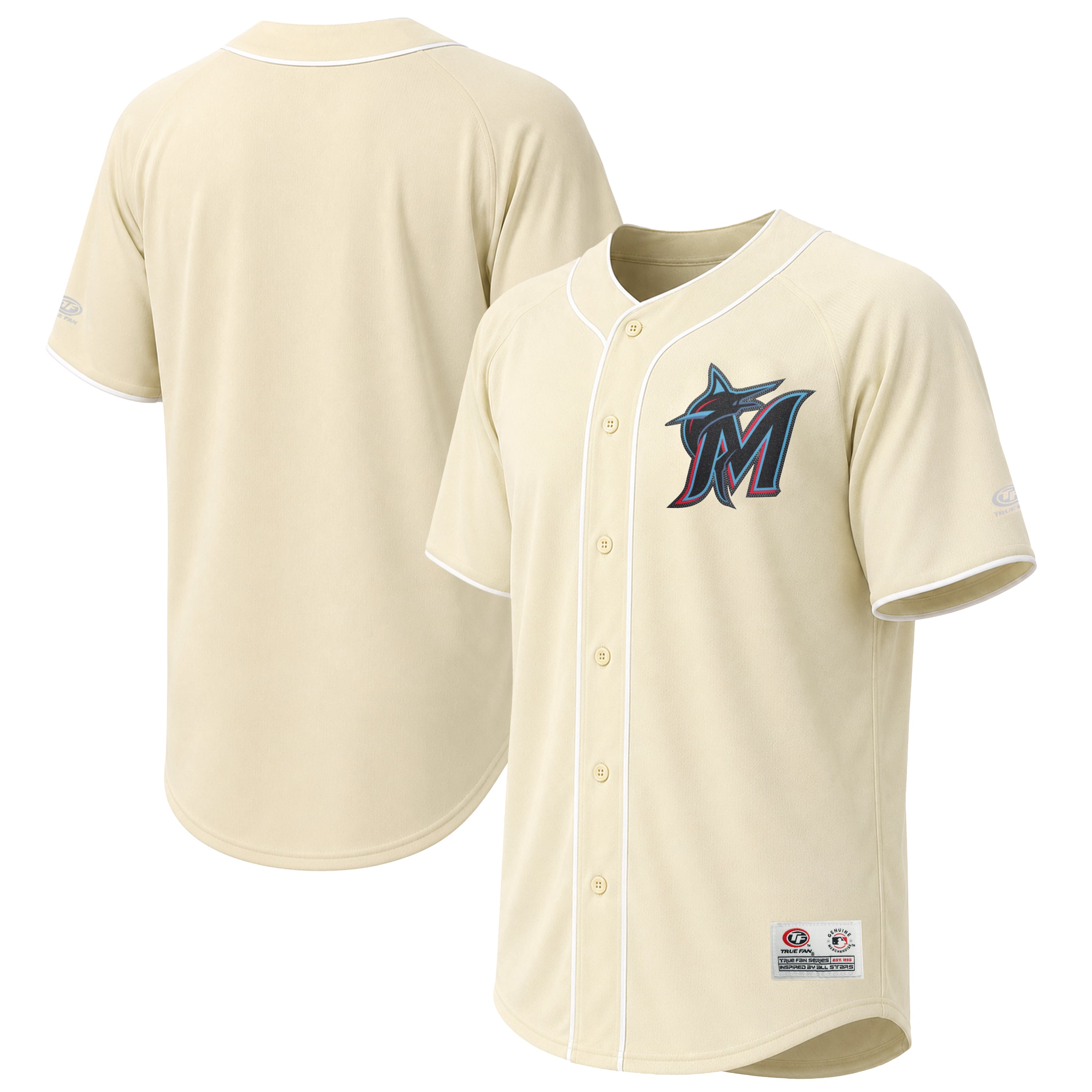 Maillot de mode Miami Marlins crème à coutures pour hommes