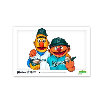 Miami Marlins Bert & Ernie 11" x 17" Sesame Street Poster Print