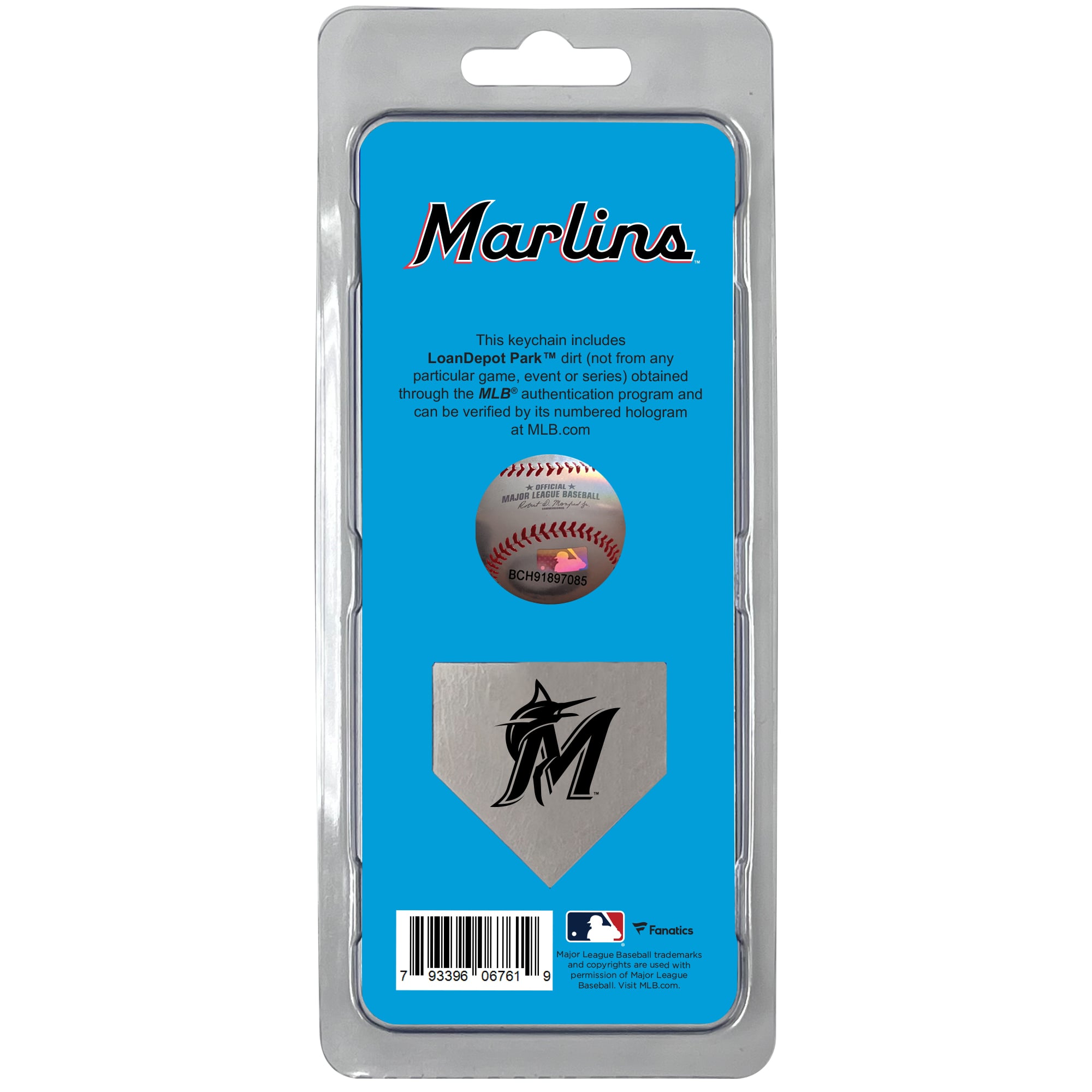 Miami Marlins Dirt Key Chain - Filled with Game-Used Dirt from a Home Game