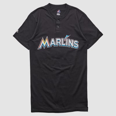 Miami Marlins Majestic 2010s T-shirt - Black - S by Fanatics Real Vintage