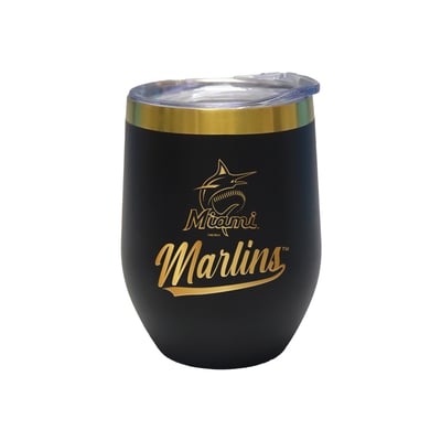 Miami Marlins The Memory Company 12oz. Stainless Steel Gold Lettering Stemless Wine Tumbler