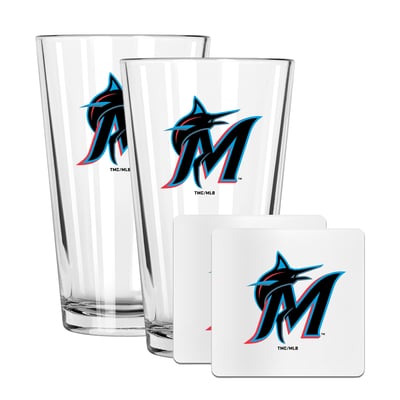 Miami Marlins The Memory Company 16oz. Pint Glass and Coaster Set