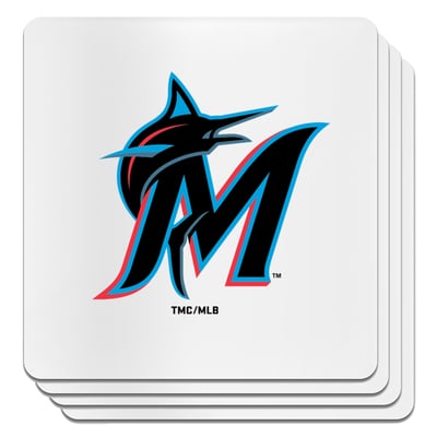 Miami Marlins The Memory Company Square Ceramic Coaster Set