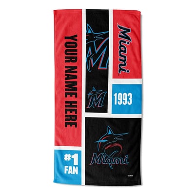 Miami Marlins The Northwest Group 30'' x 60'' Colorblock Personalized Beach Towel