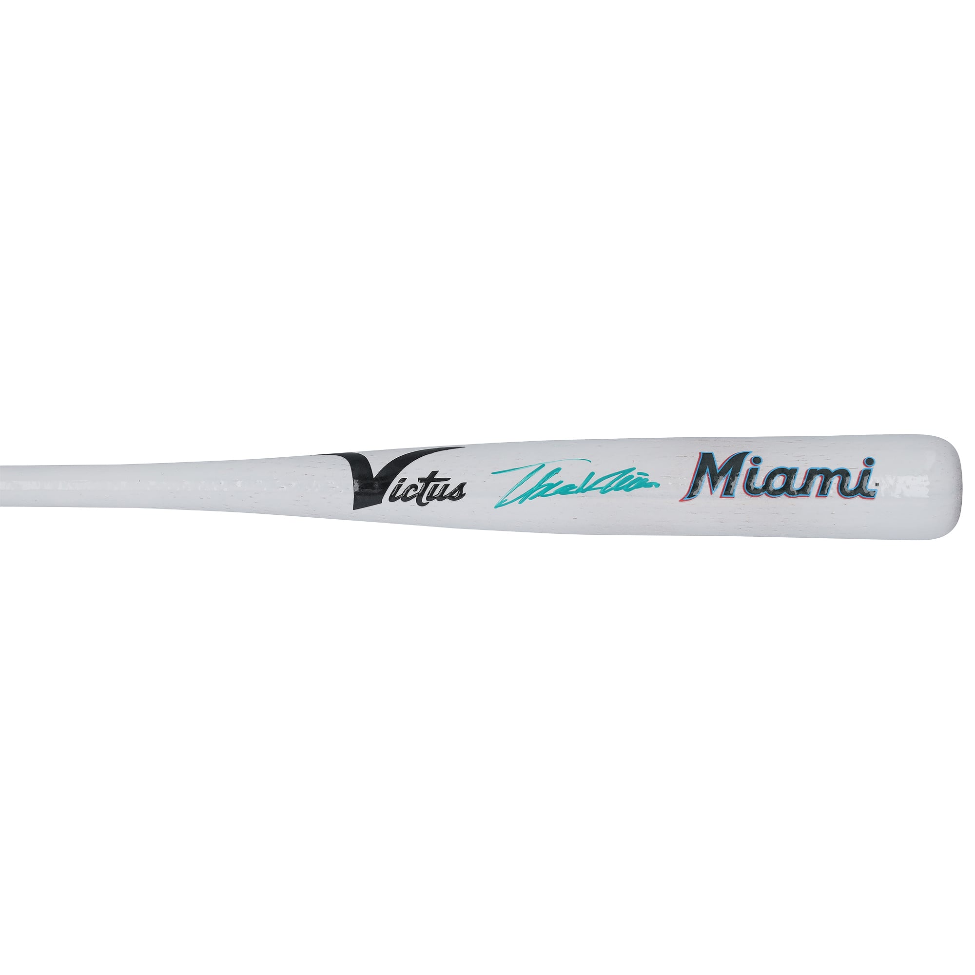 Thomas White Miami Marlins Autographed Victus Team ID Mini Bat