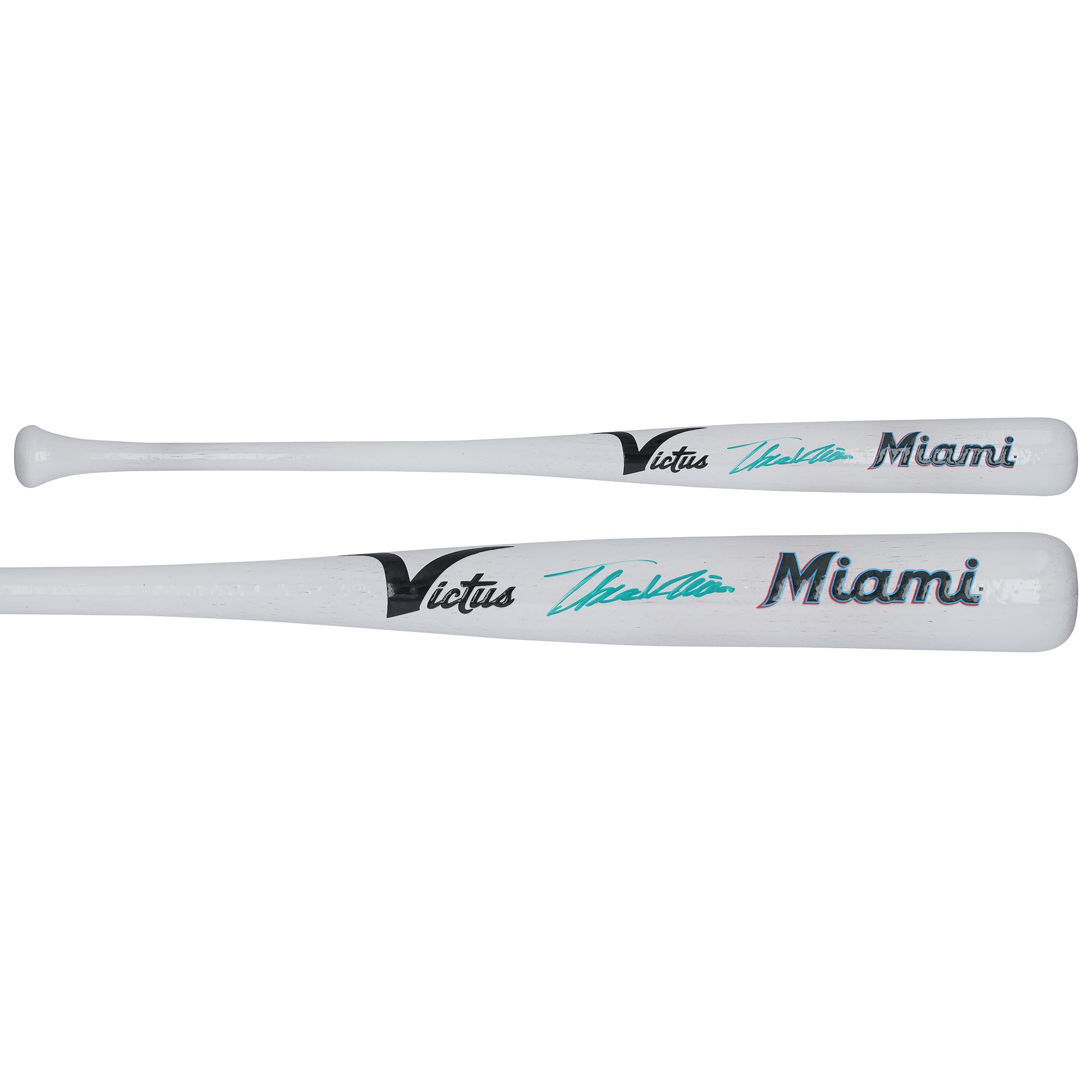 Thomas White Miami Marlins Autographed Victus Team ID Mini Bat
