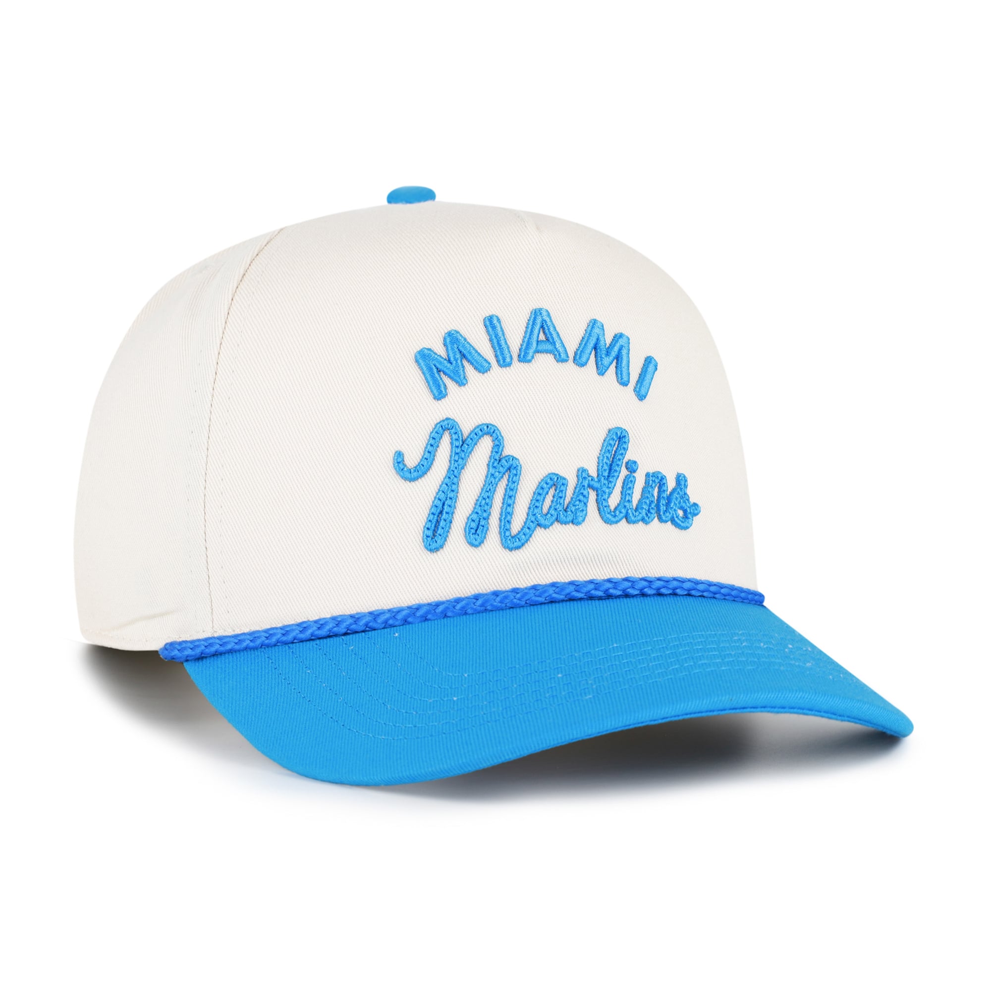 Unisex '47 Natural/Blue Miami Marlins Rope Script Hitch Adjustable Hat