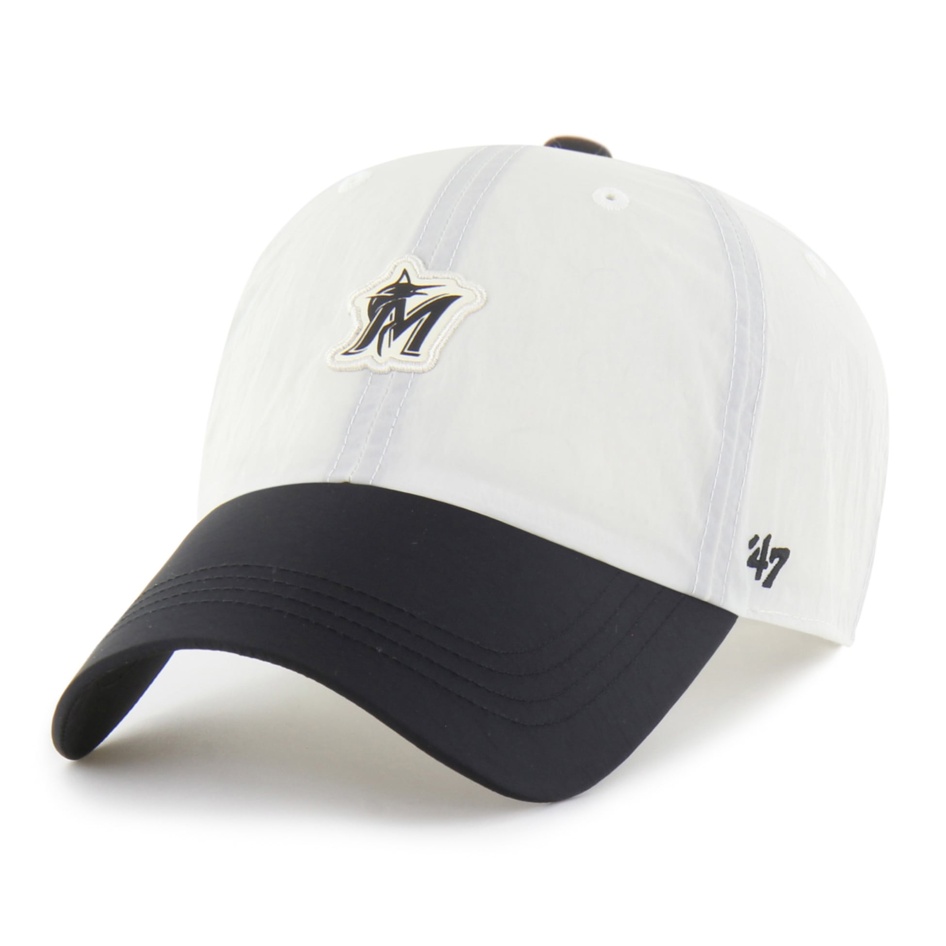 Casquette unisexe ajustable '47 Miami Marlins Modernia Clean Up blanche et noire