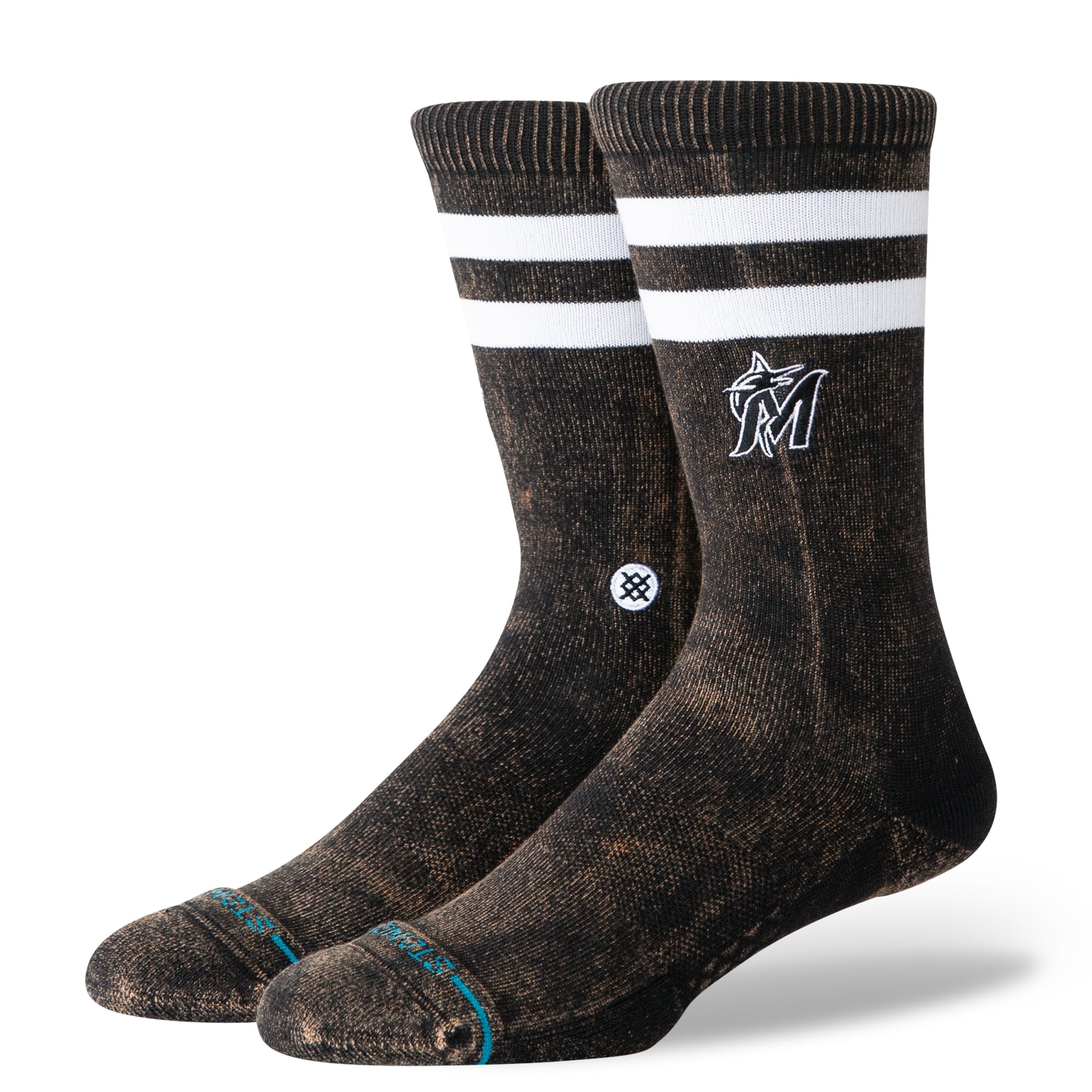 Chaussettes unisexes Stance noires Miami Marlins Rotation Crew