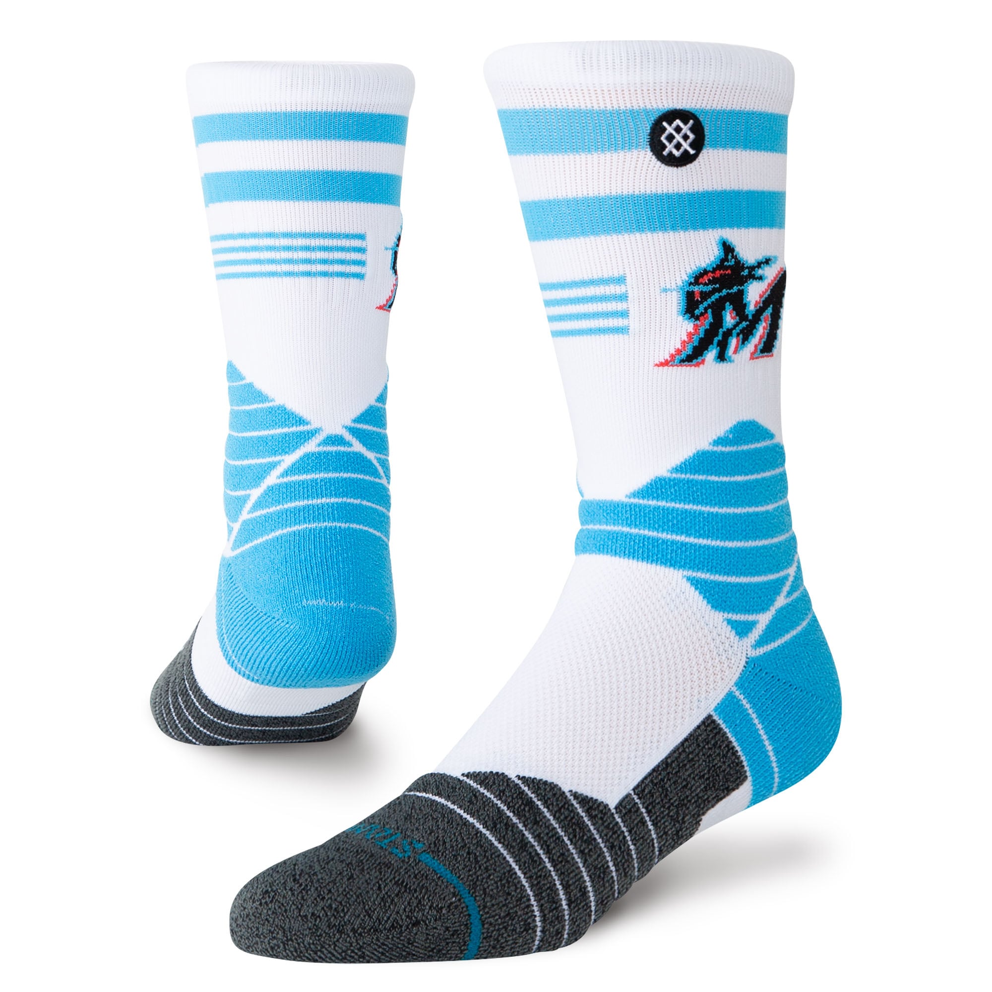 Chaussettes unisexes Stance blanches Miami Marlins Diamond Pro Crew