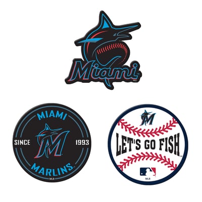 Miami Marlins WinCraft 3-Pack Premium Fridge Magnet Set