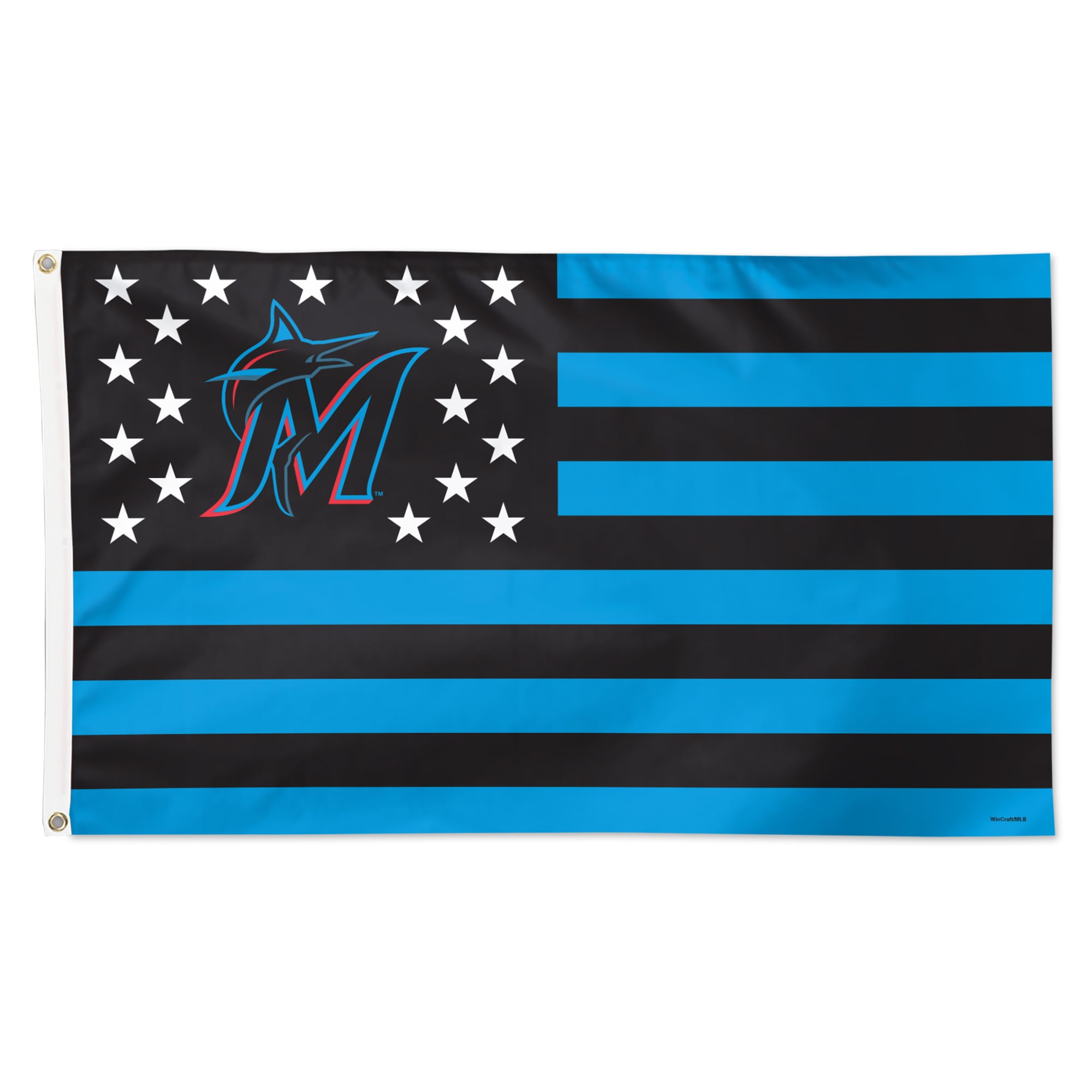 Drapeau américain de luxe patriotique WinCraft Miami Marlins 91 x 152 cm (3 pi x 5 pi) à une face