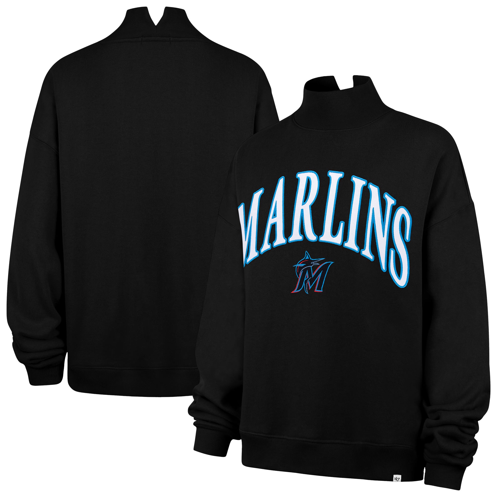 Sweat-shirt oversize à col montant Vantage noir Miami Marlins '47 pour femme