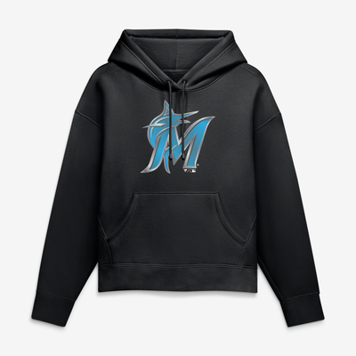 Miami Marlins Women's Metallic Mascot Hoodie - Black