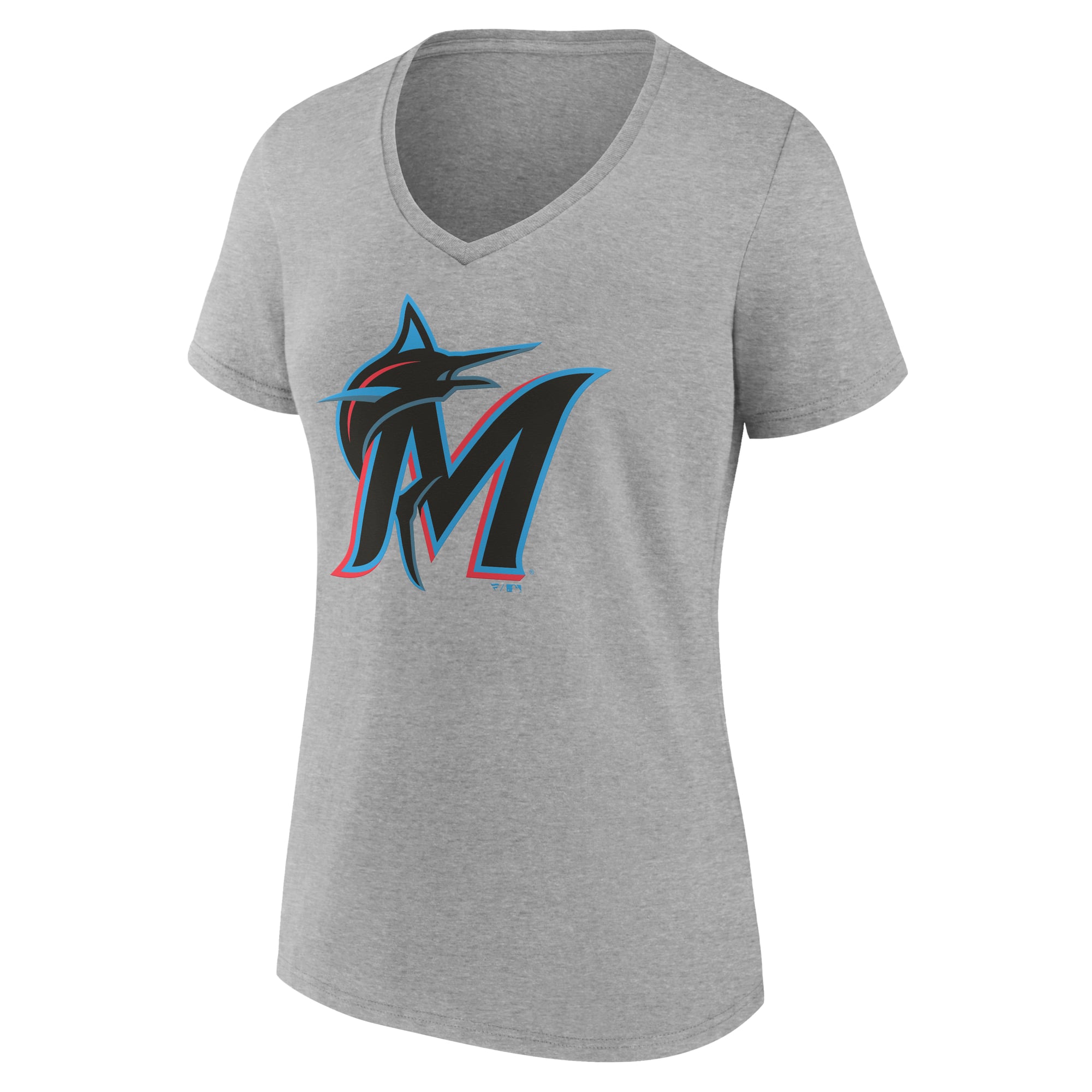 Women's Logo Athletic  Gray Miami Marlins Official V-Neck T-Shirt