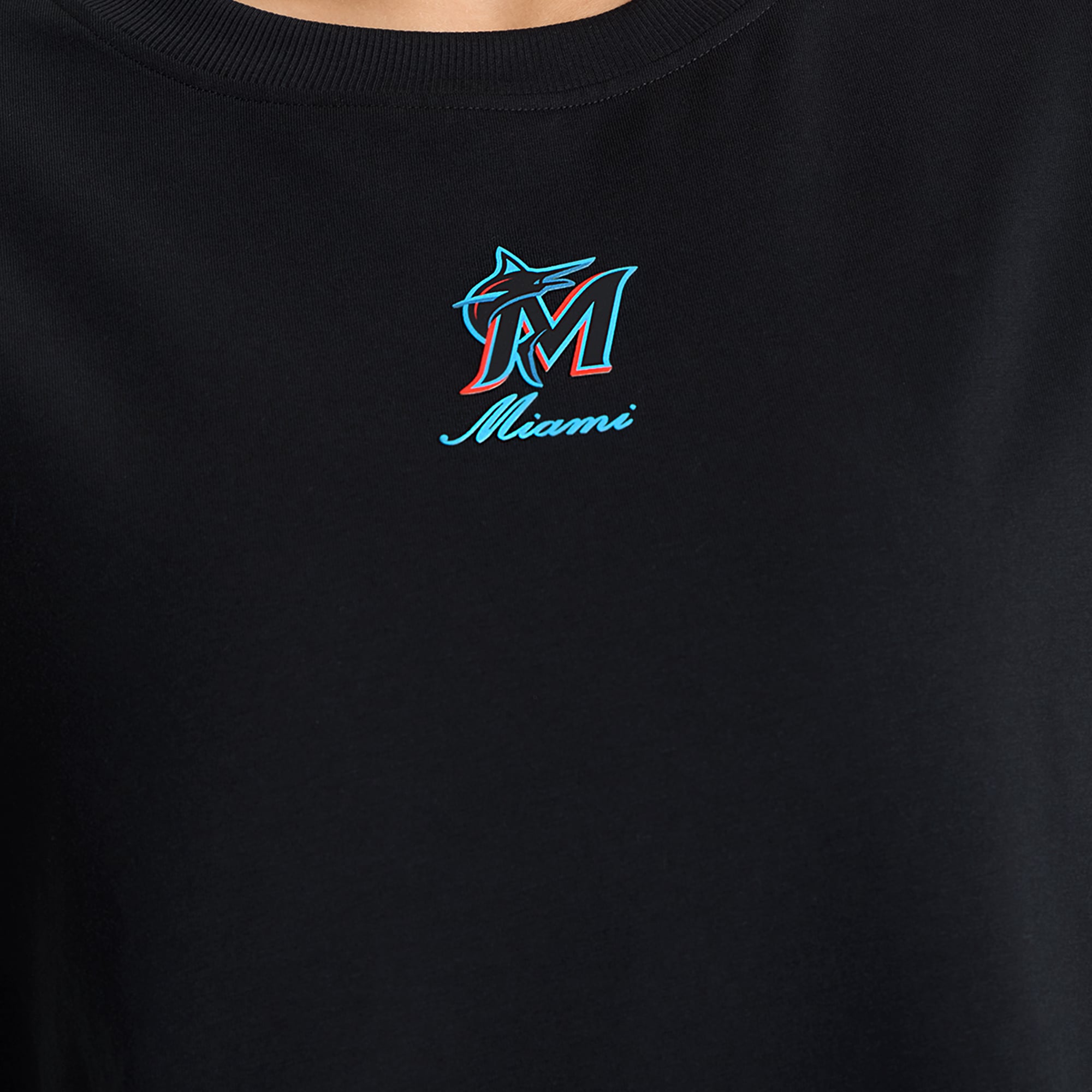 T-shirt court en coton biologique noir Miami Marlins All Yours pour femme de lululemon