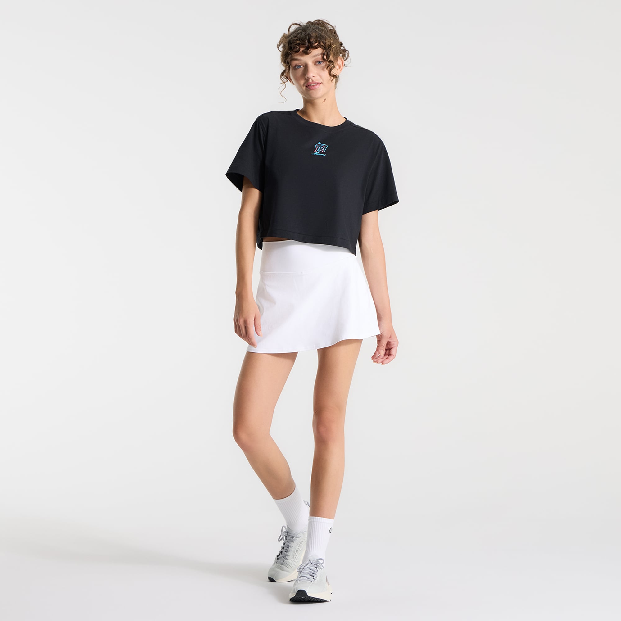 T-shirt court en coton biologique noir Miami Marlins All Yours pour femme de lululemon