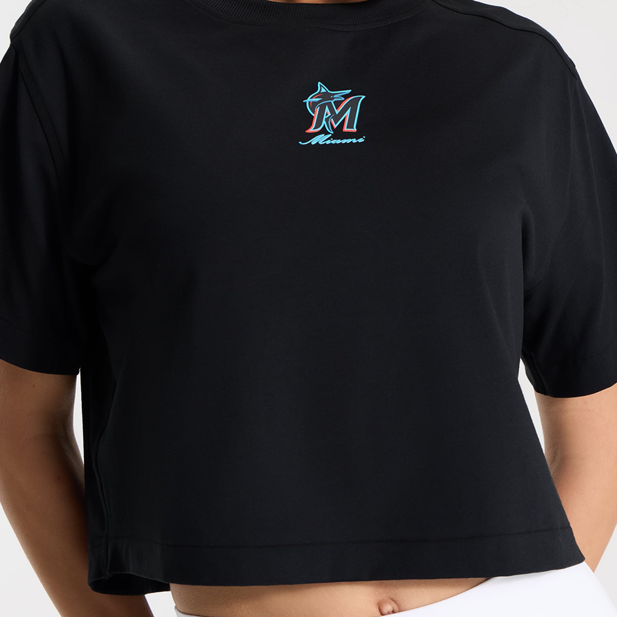 T-shirt court en coton biologique noir Miami Marlins All Yours pour femme de lululemon