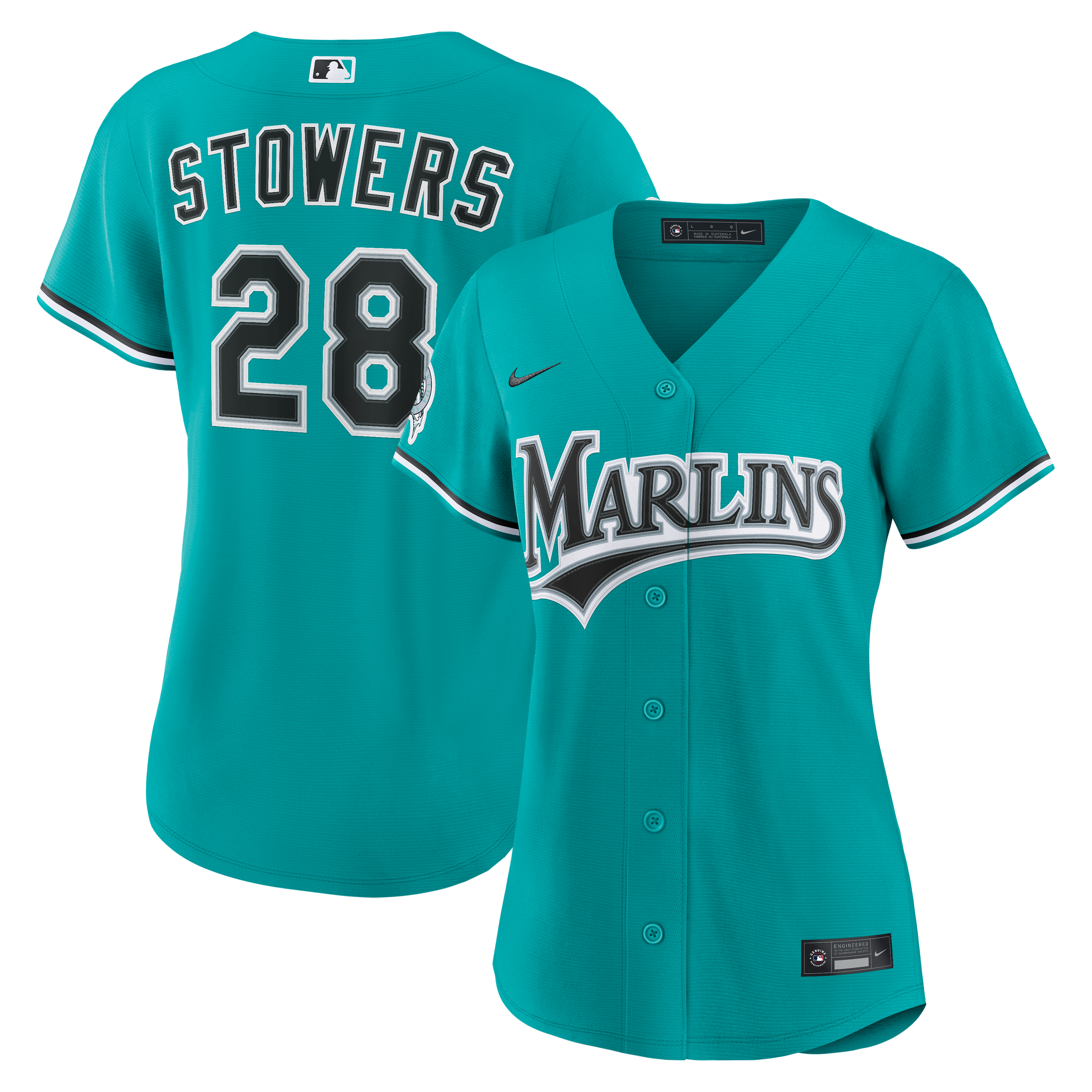Maillot réplique alternatif Nike Kyle Stowers turquoise des Miami Marlins pour femmes
