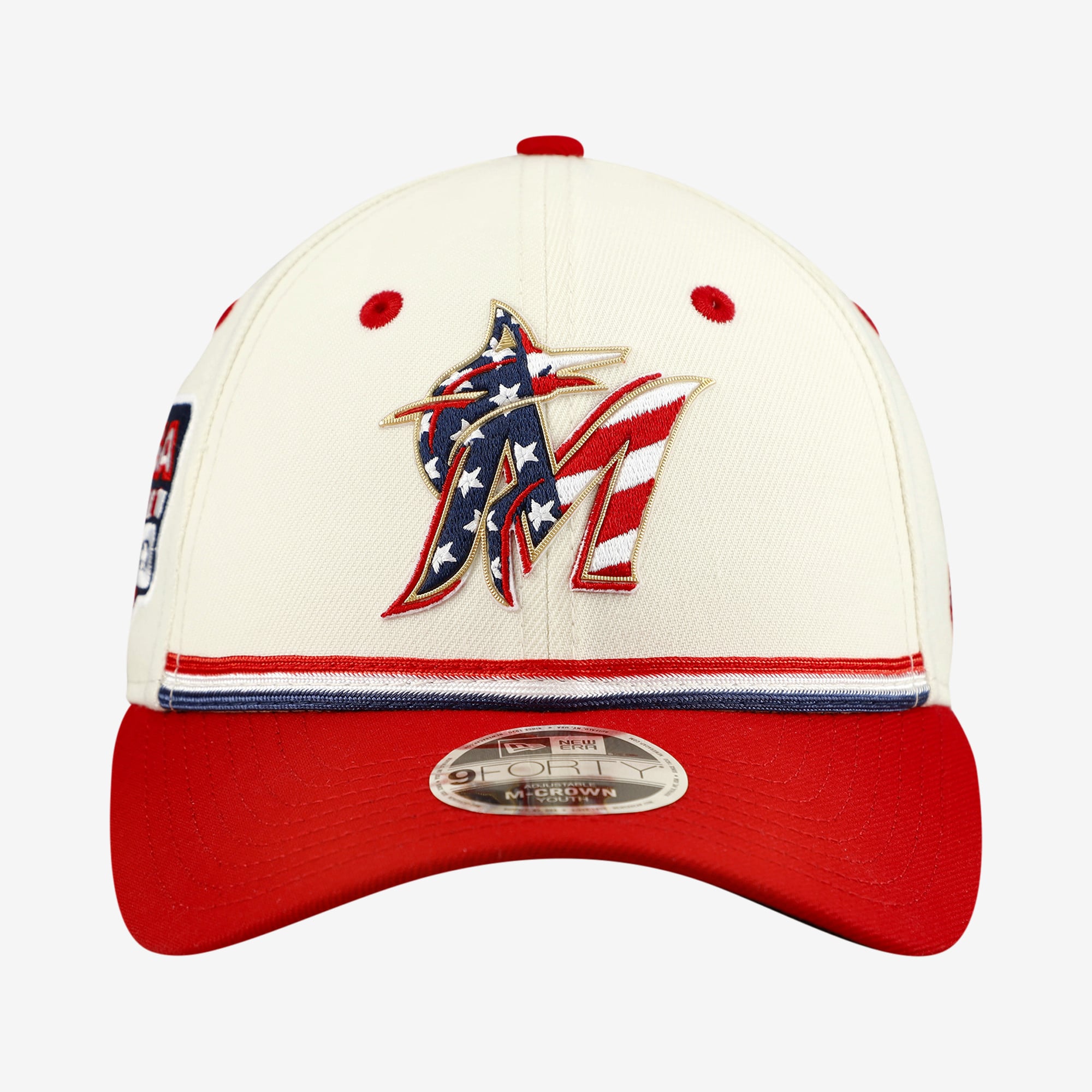 Youth New Era Cream/Red Miami Marlins USA 250 9FORTY M-Crown Adjustable Hat