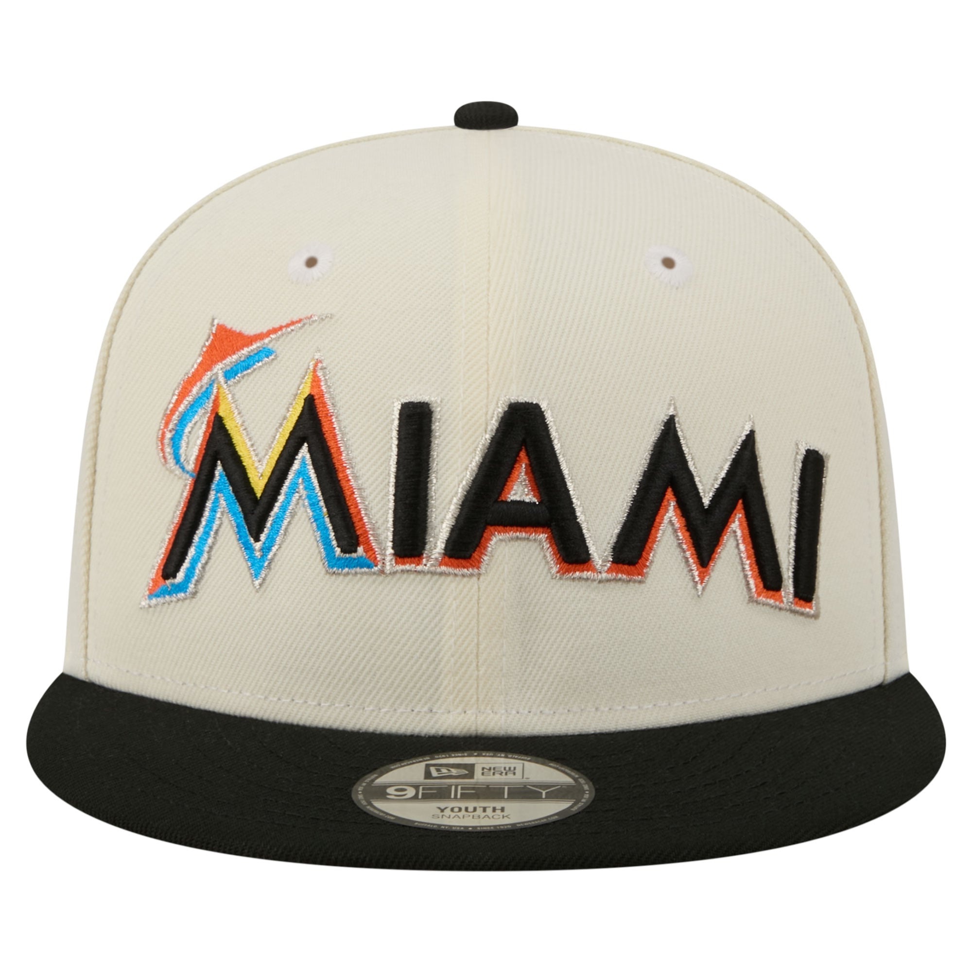 Youth New Era  White Miami Marlins Two-Tone 9FIFTY Snapback Hat