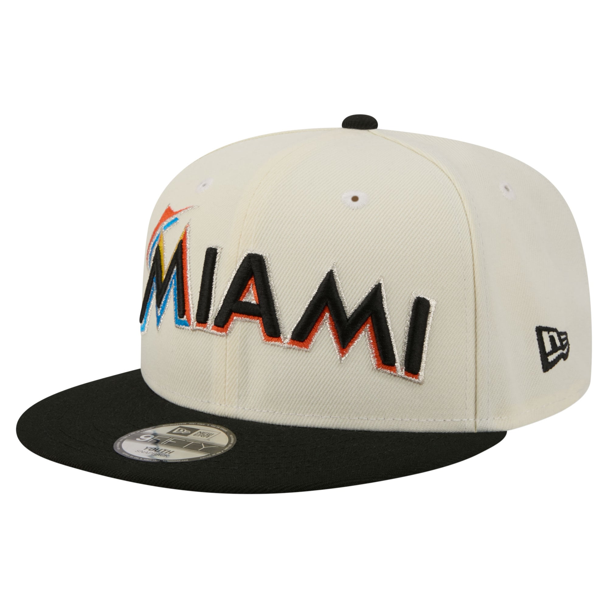 Youth New Era  White Miami Marlins Two-Tone 9FIFTY Snapback Hat