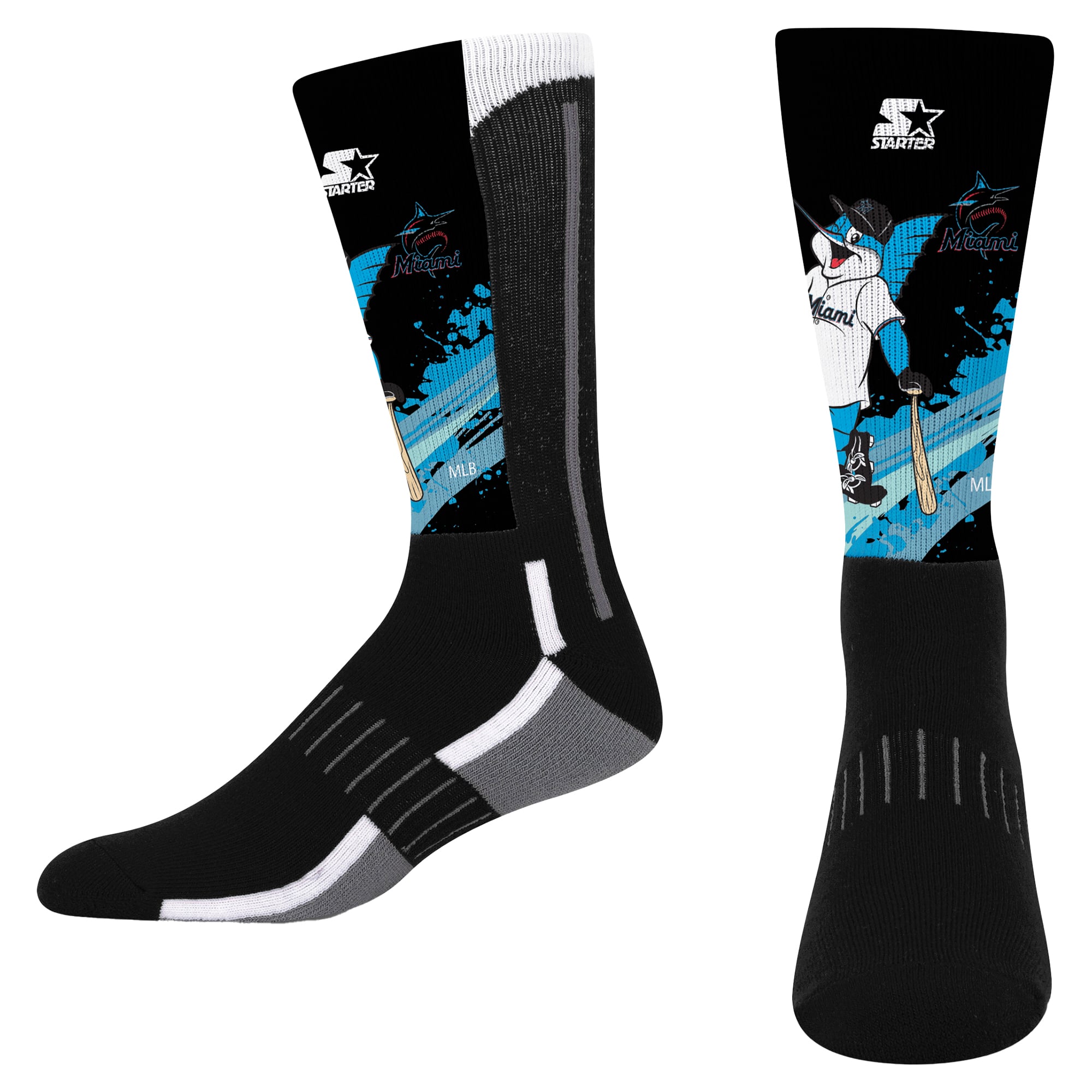 Chaussettes montantes Youth Starter noires Miami Marlins Phenom Mascot Color Splash