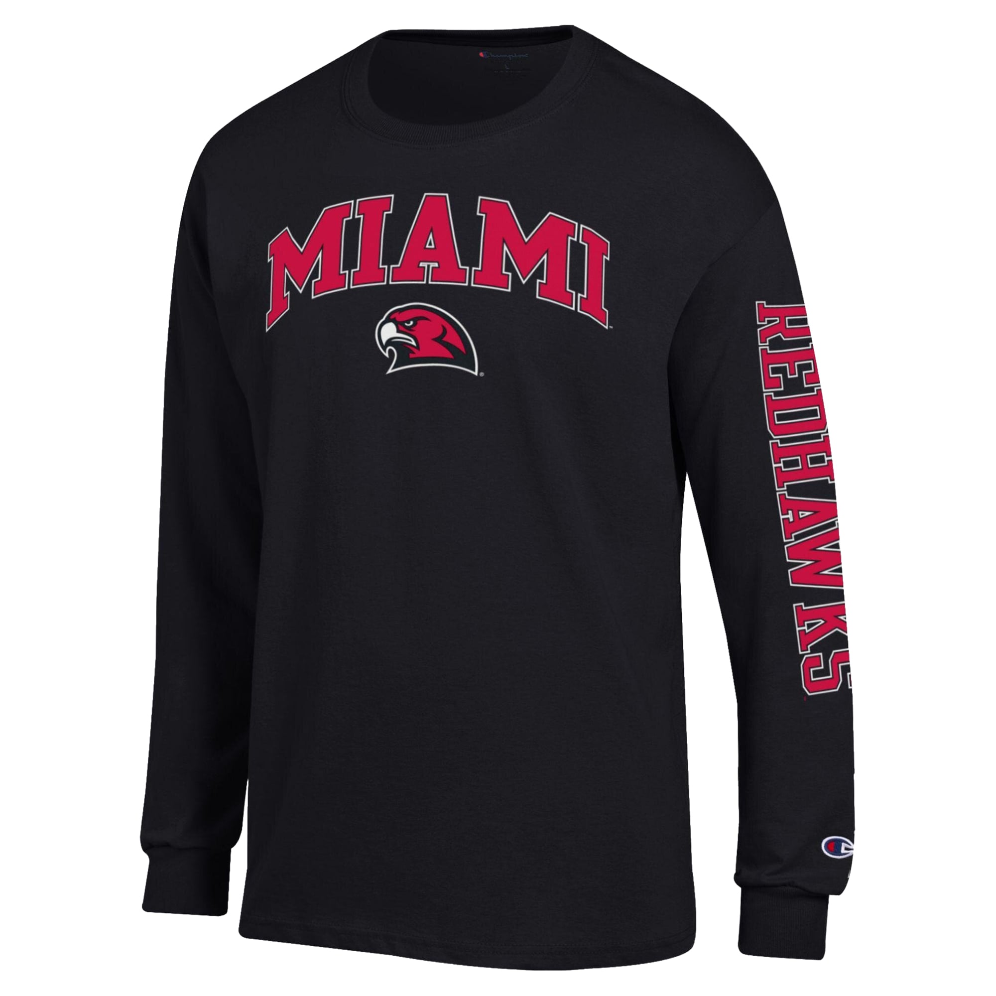 Men's Champion Miami University RedHawks Arch Logo Long Sleeve T-Shirt