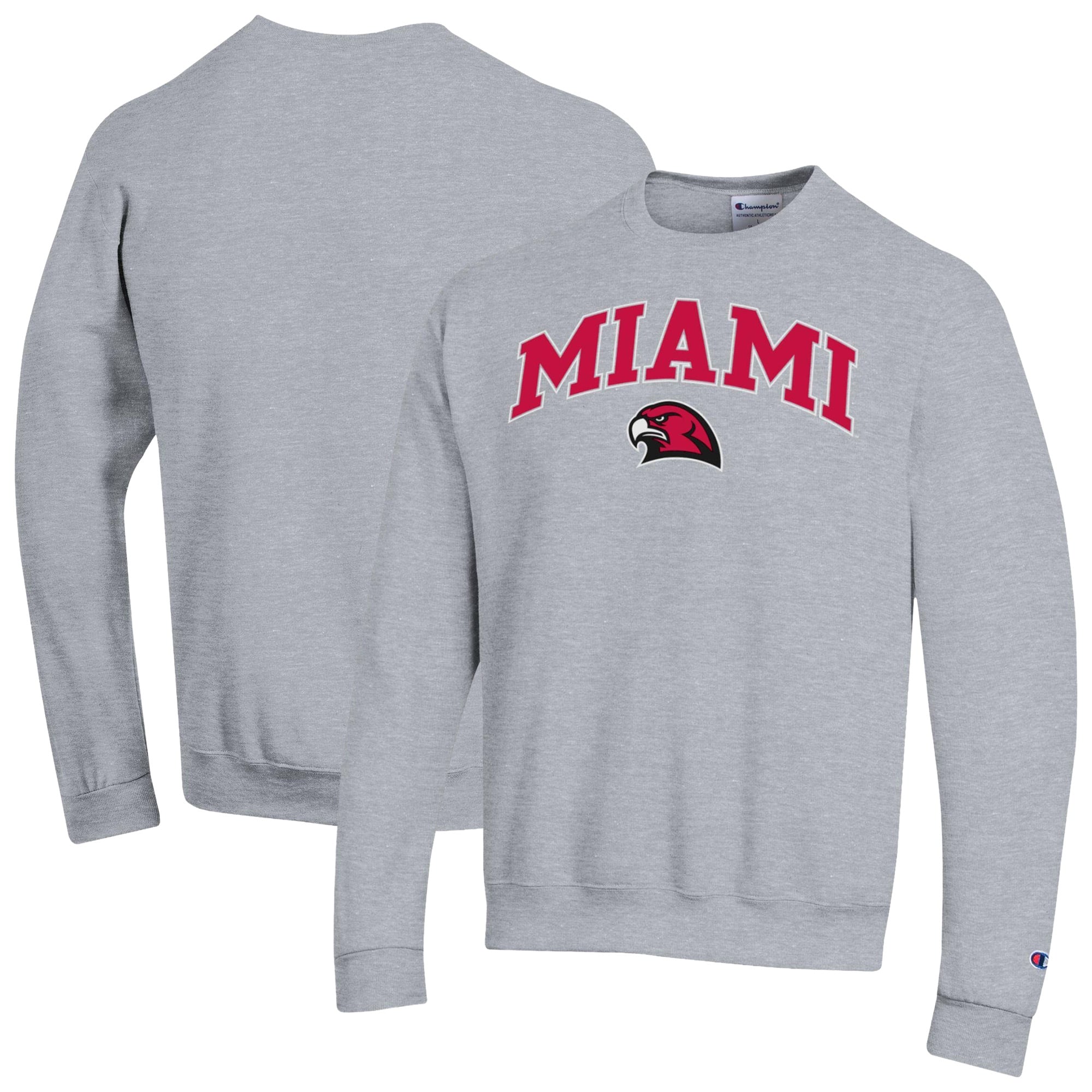 Men's Champion Heather Gray Miami University RedHawks Arch Powerblend Sweatshirt