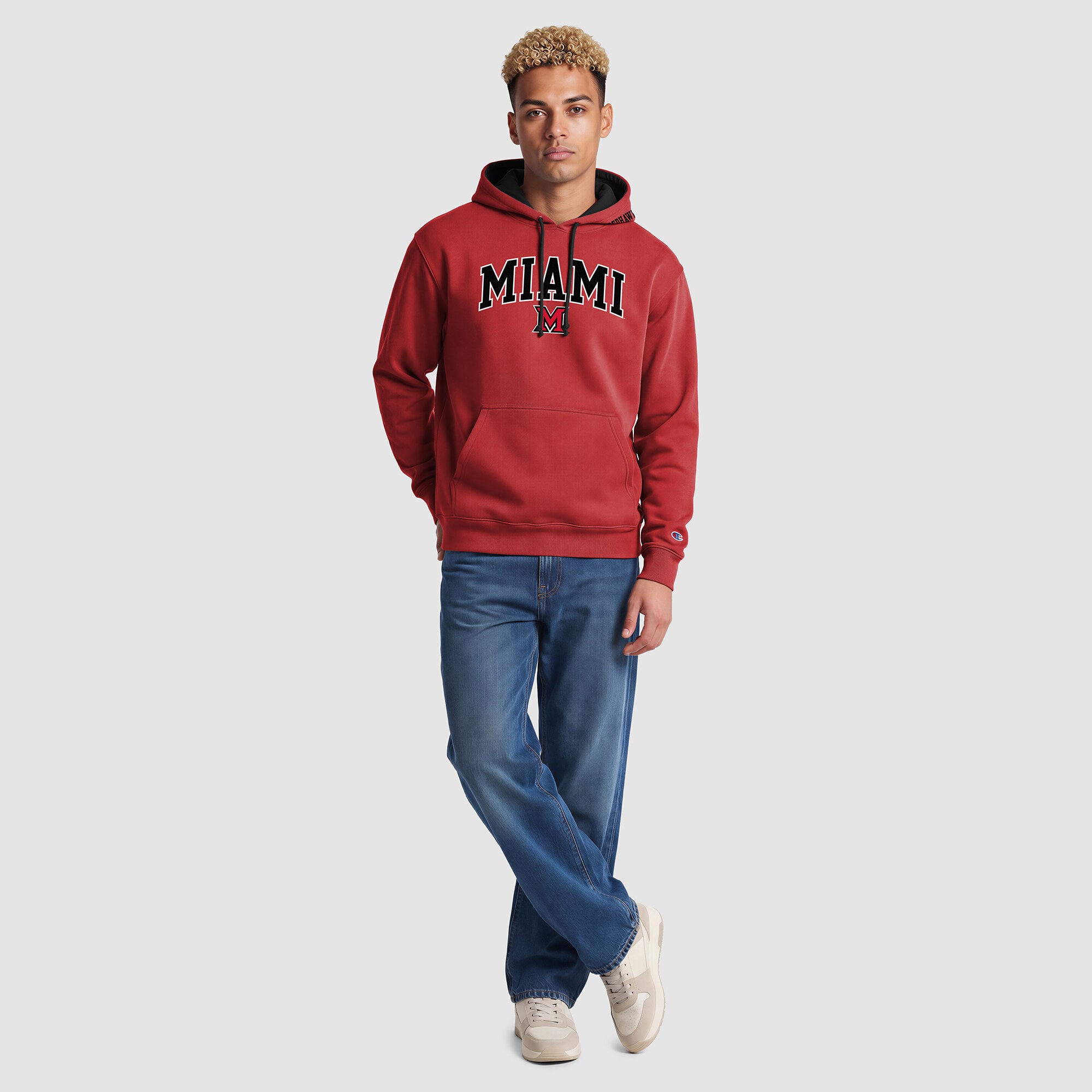 Men's Champion Red/Black Miami University RedHawks Contrast Hoodie