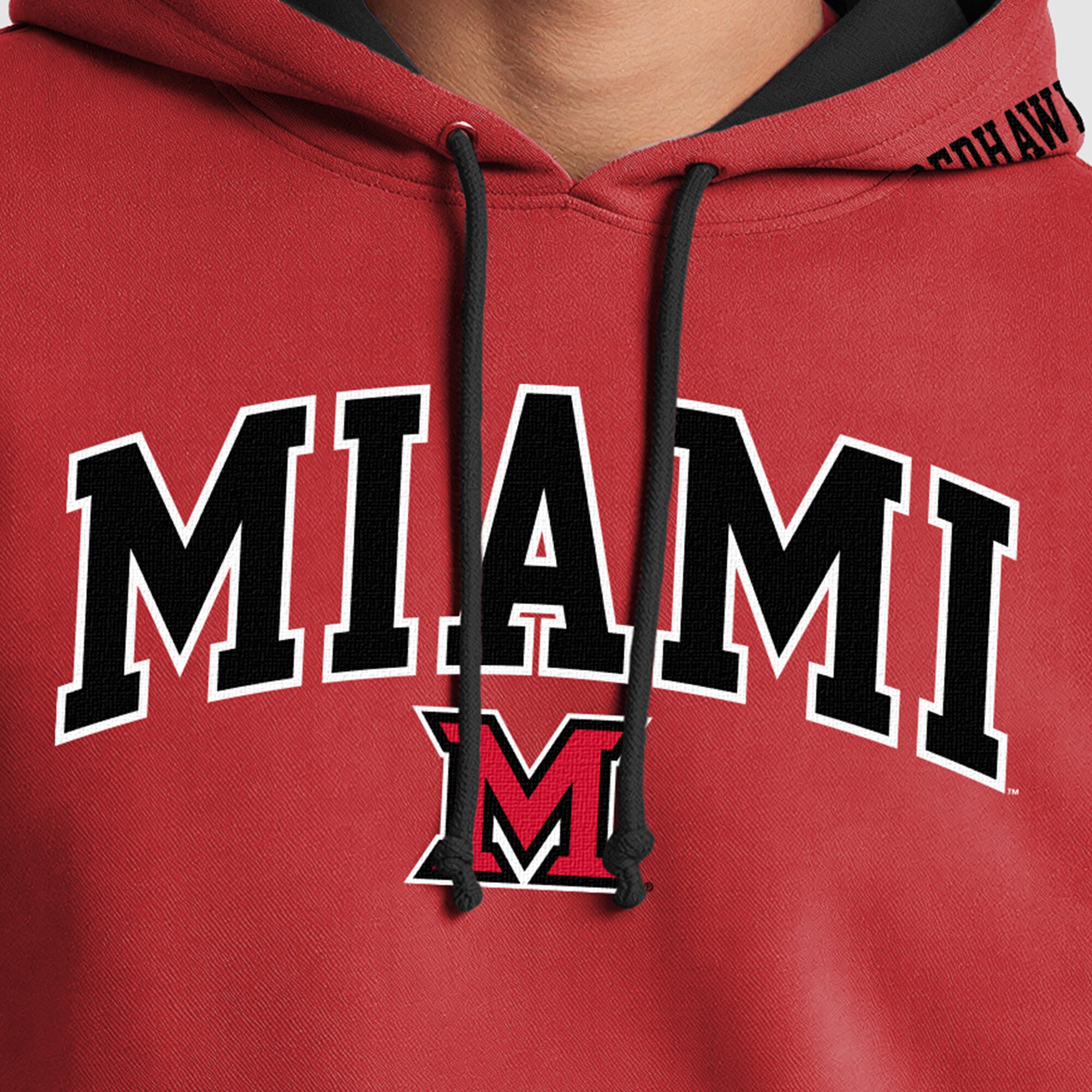 Men's Champion Red/Black Miami University RedHawks Contrast Hoodie
