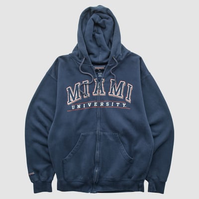 Miami University RedHawks Jansport 2000s Hooded Full Zip Jacket - Navy - M by Fanatics Real Vintage