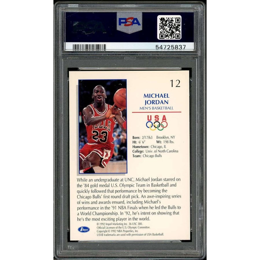 Michael Jordan Card 1992 Impel Olympicards Basketball #12 PSA 10