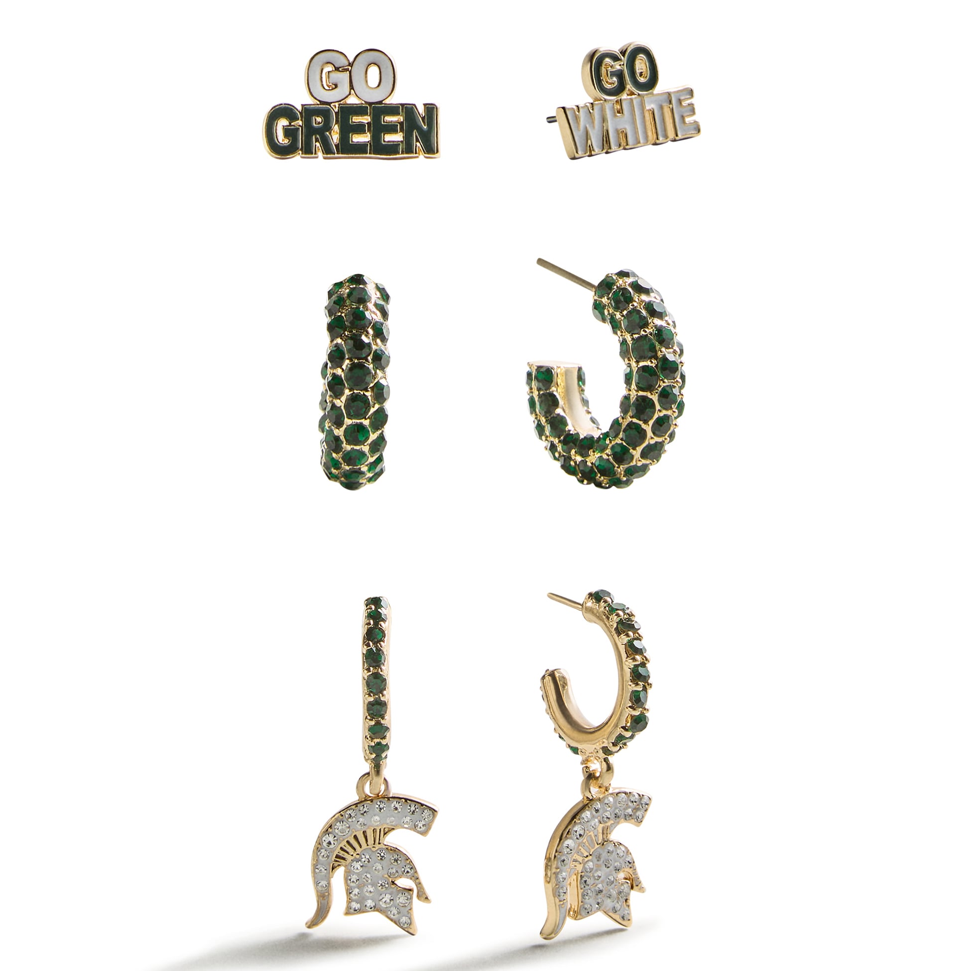 Ensemble de boucles d'oreilles 3 pièces BaubleBar Michigan State Spartans