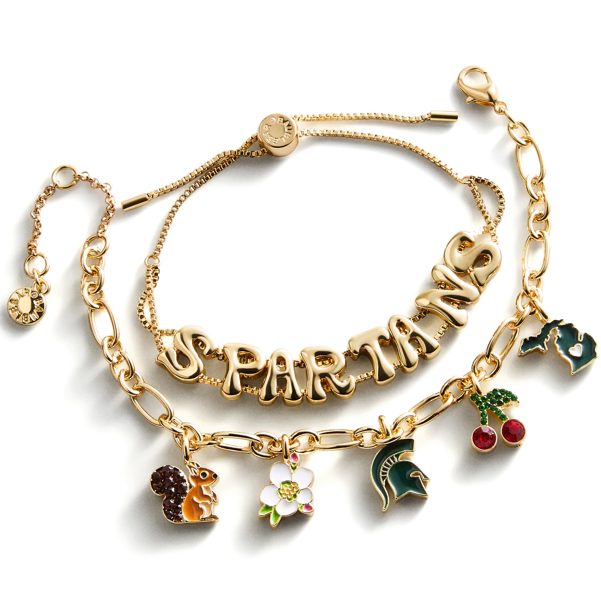 Ensemble de deux bracelets délicats à breloques et slogan BaubleBar Michigan State Spartans