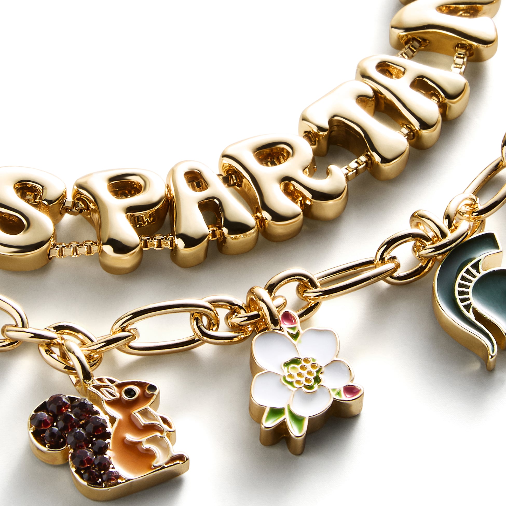 Ensemble de deux bracelets délicats à breloques et slogan BaubleBar Michigan State Spartans