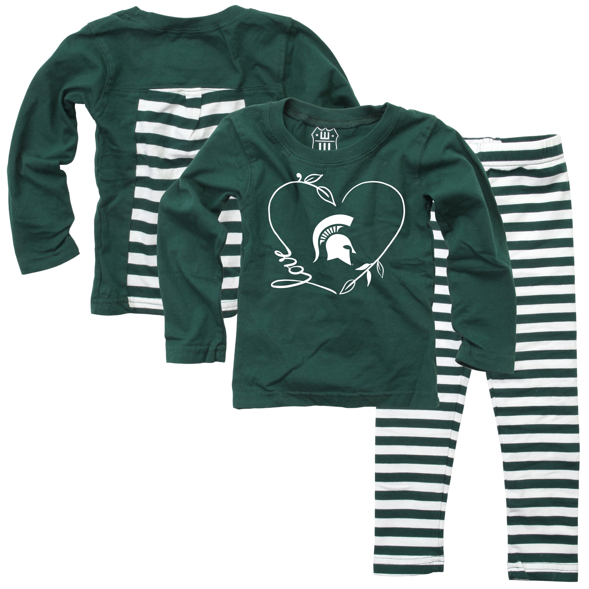 Ensemble haut à manches longues et pantalon Wes & Willy Green Michigan State Spartans pour bébé fille