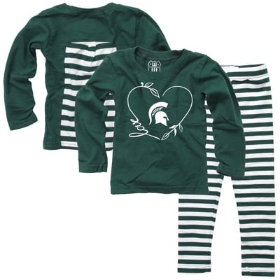 Michigan State Spartans Wes & Willy Girls Infant Long Sleeve Top and Pant Set - Green
