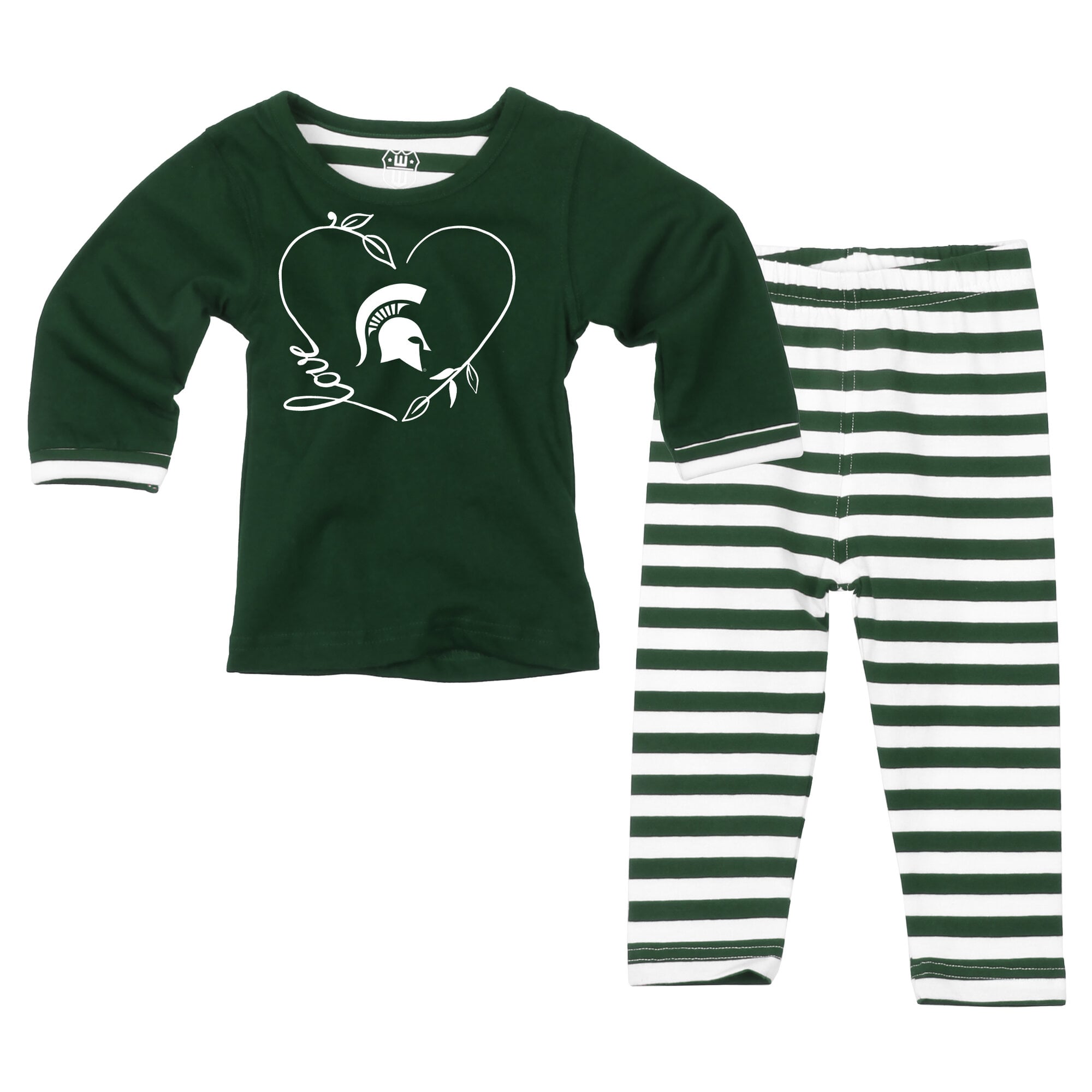 Ensemble 2 pièces pour petites filles Wes & Willy Green Michigan State Spartans : haut à manches longues et pantalon