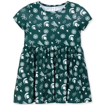 Michigan State Spartans ZooZatz Girls Toddler All-Over Print Short Sleeve Dress - Green