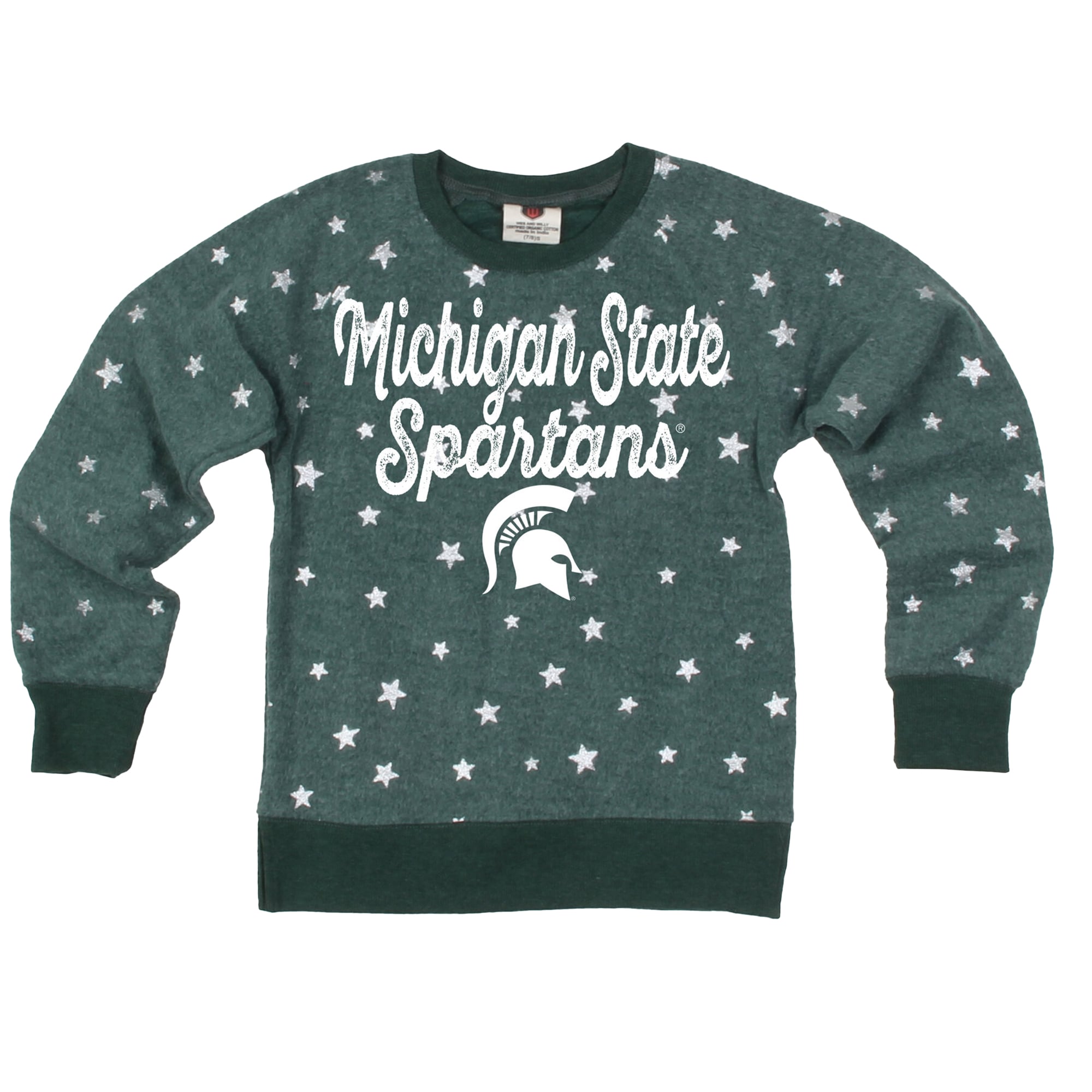Sweat-shirt en polaire inversée à étoiles scintillantes Wes & Willy Green pour filles, Michigan State Spartans