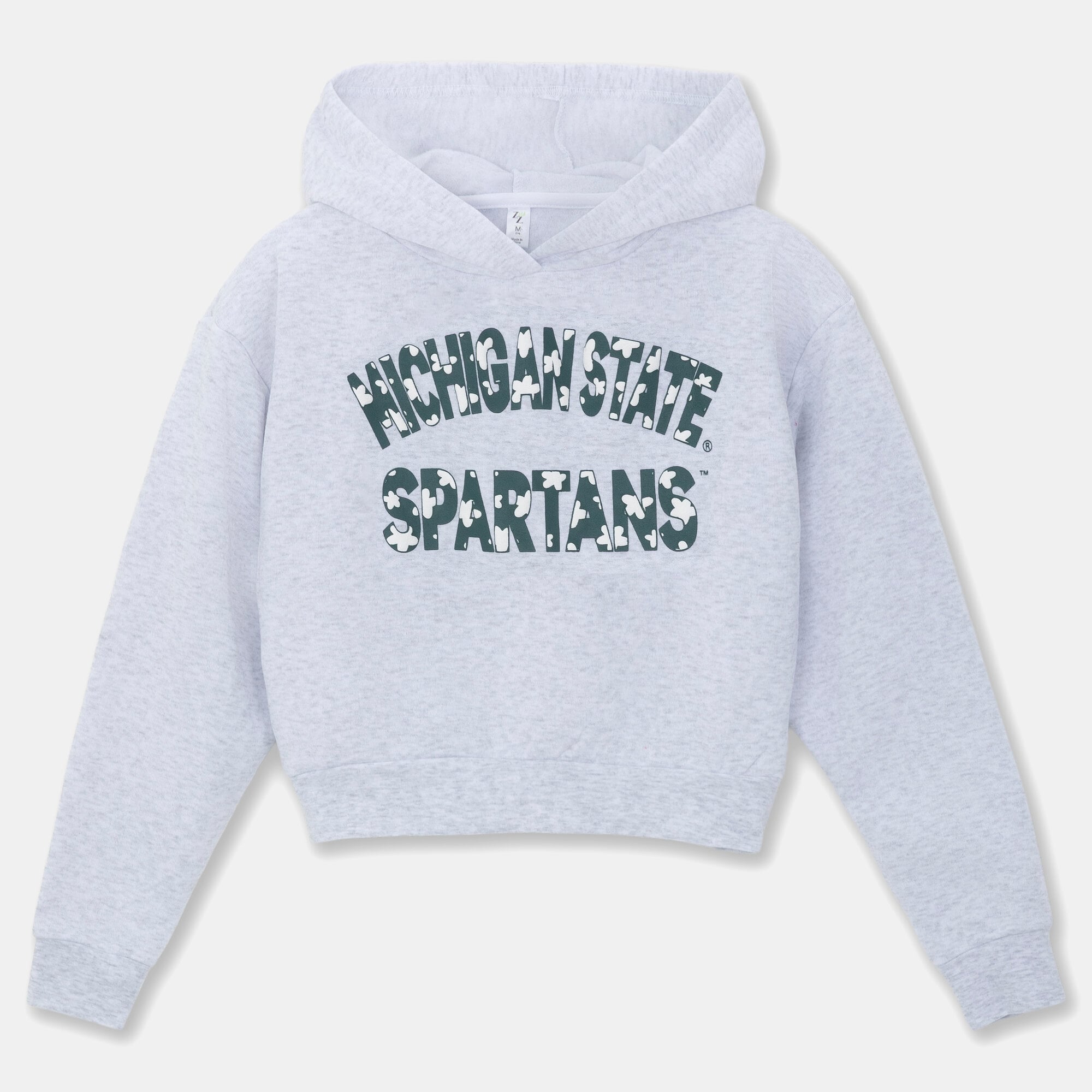 Girls Youth ZooZatz Gray Michigan State Spartans Cropped Hoodie